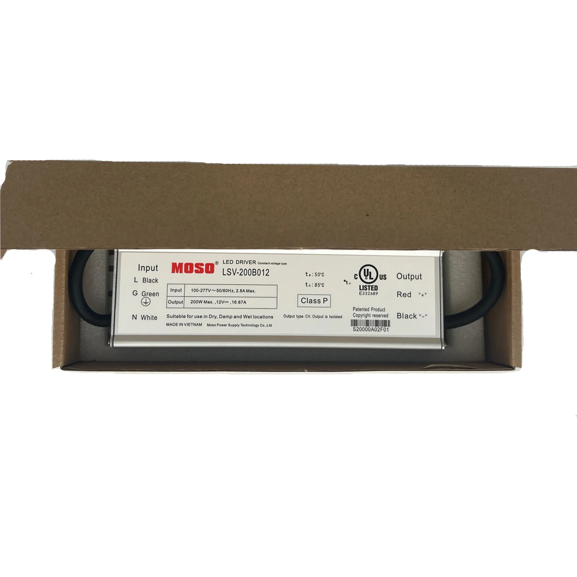MOSO LSV-200B012 Constant Voltage LED Driver - 200W - 12V - Image 2