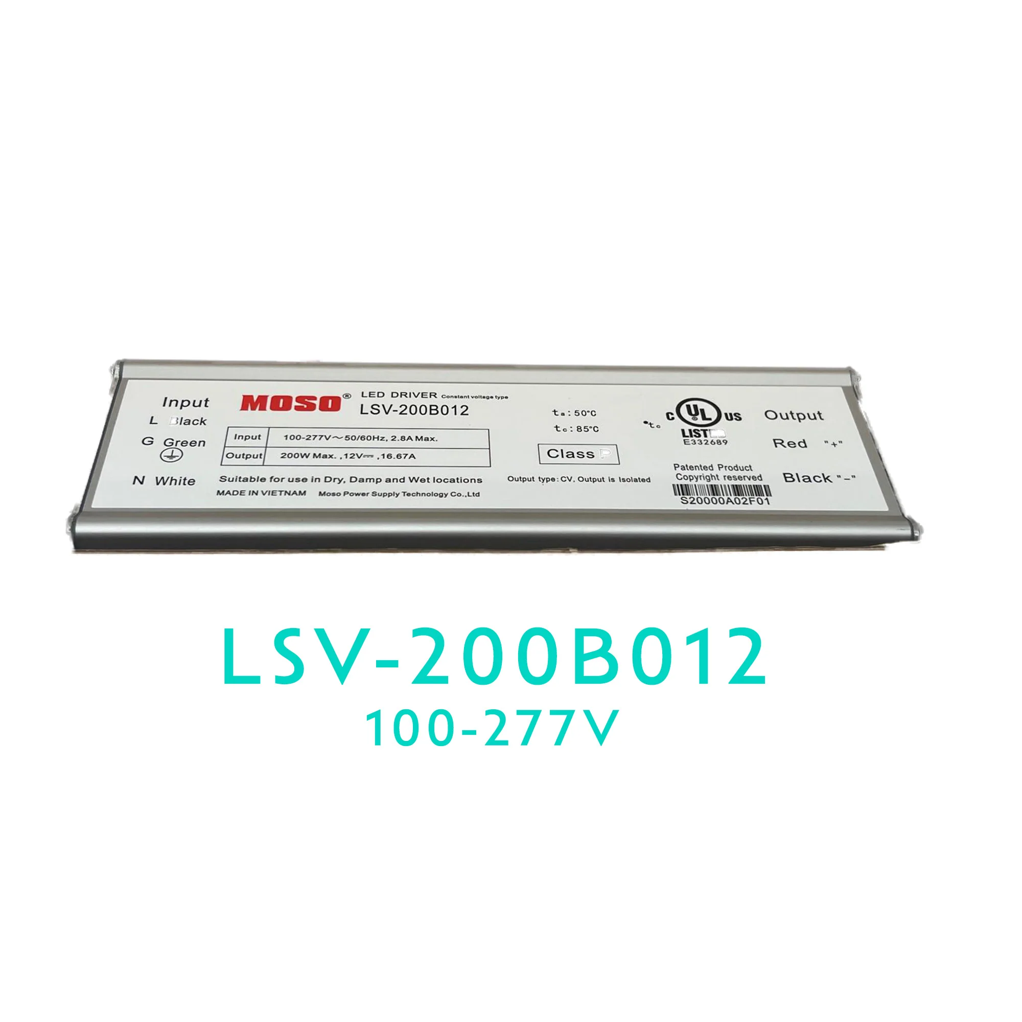MOSO LSV-200B012 Constant Voltage LED Driver – 200W – 12V