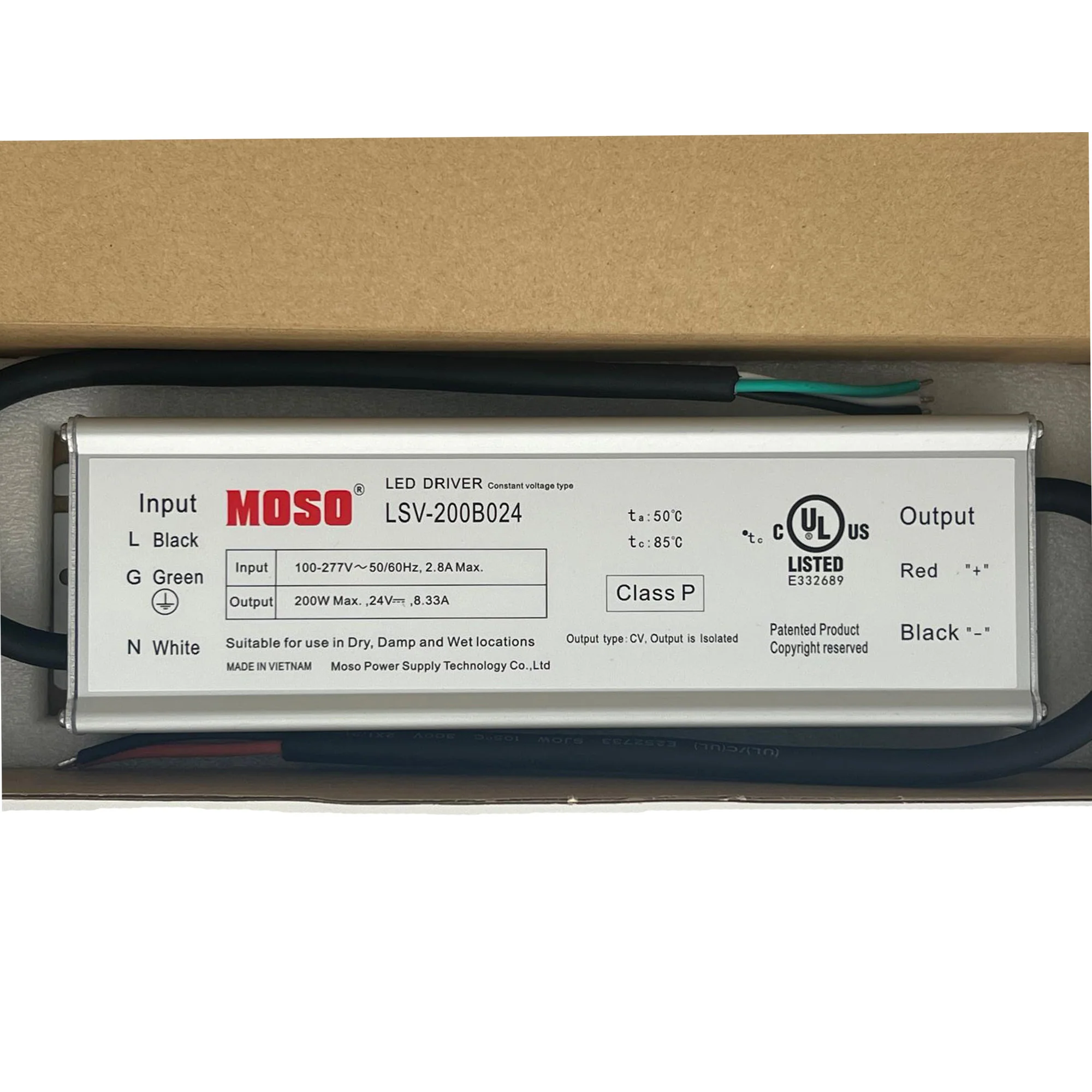 MOSO LSV-200B024 Constant Voltage LED Driver - 200W - 24V - Image 3