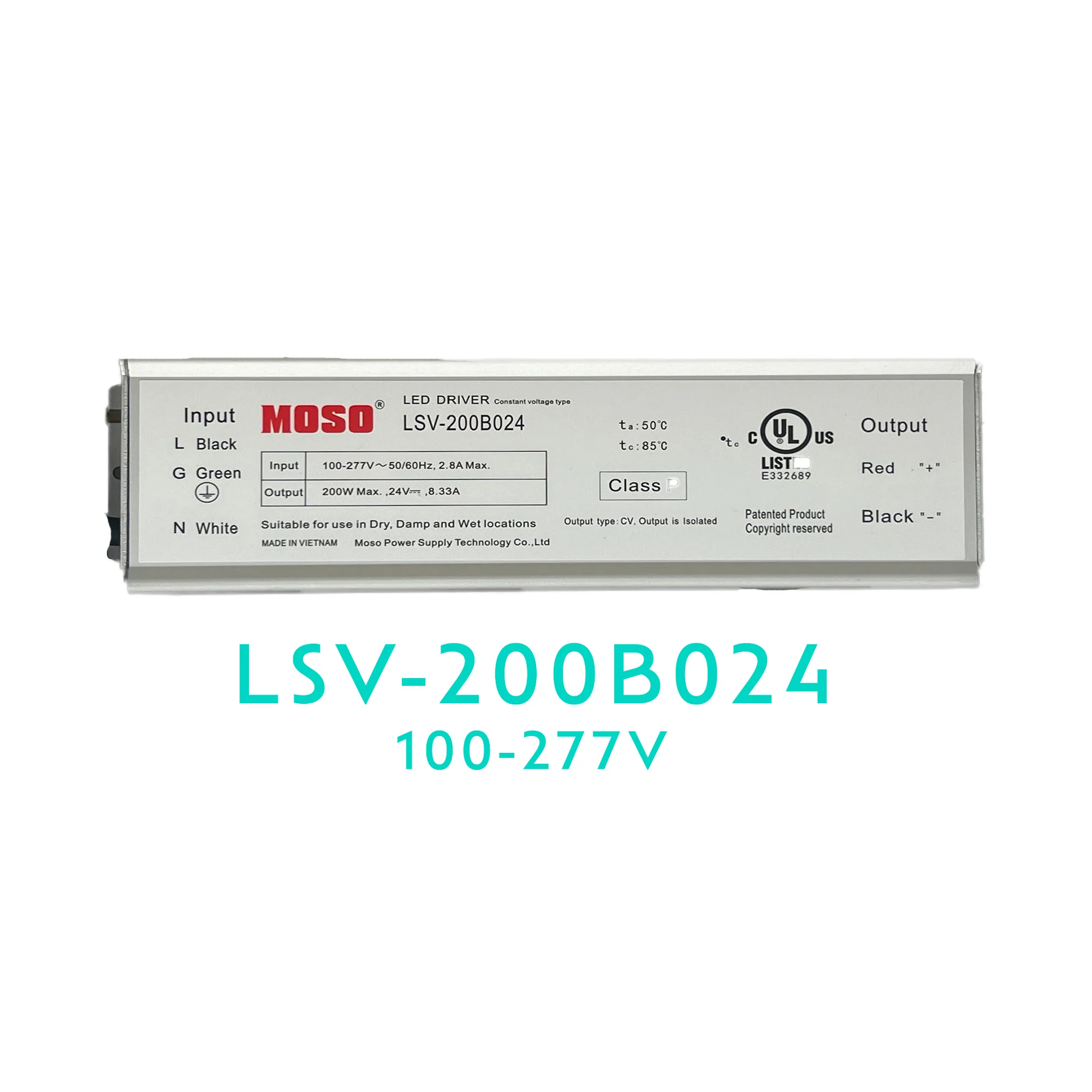 MOSO LSV-200B024 Constant Voltage LED Driver - 200W - 24V - Image 1