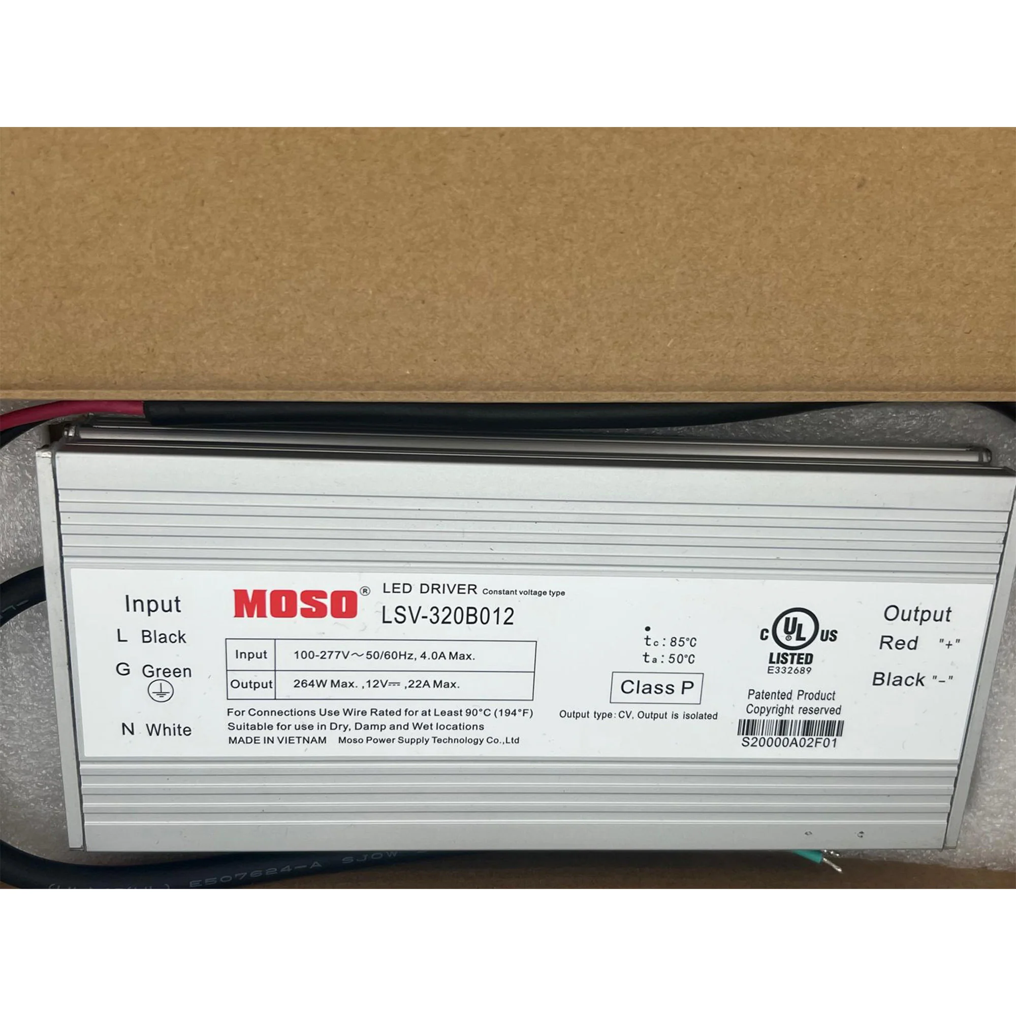 MOSO LSV-320B012 Constant Voltage LED Driver - 264W - 12V - Image 3