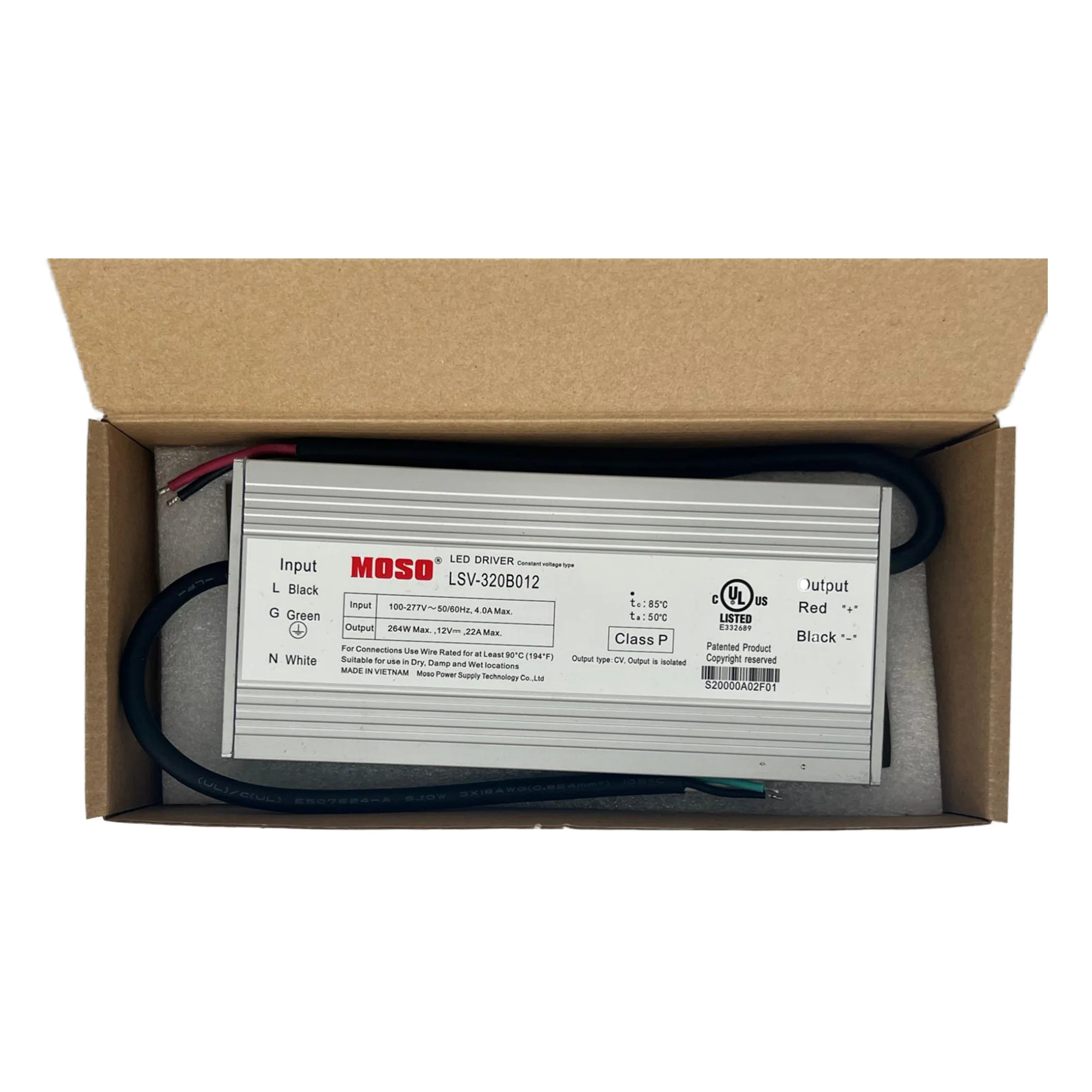 MOSO LSV-320B012 Constant Voltage LED Driver - 264W - 12V - Image 2
