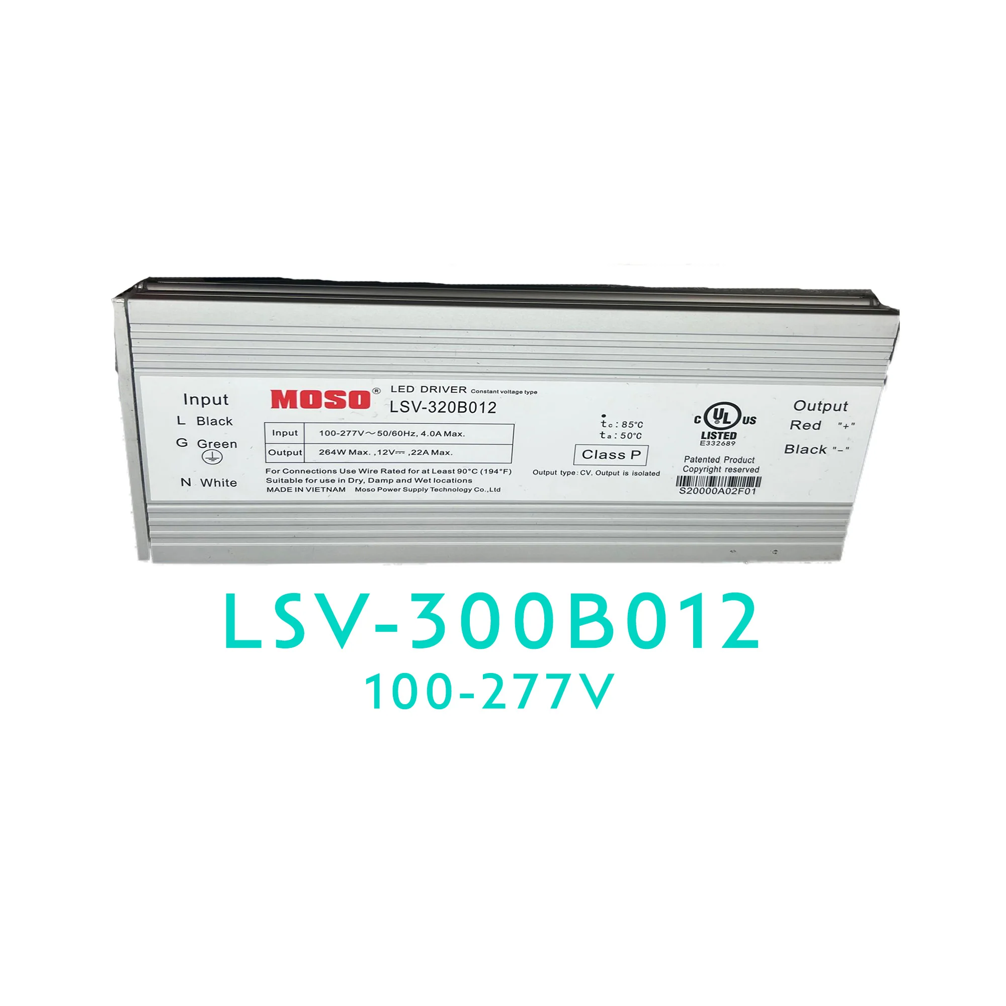 MOSO LSV-320B012 Constant Voltage LED Driver – 264W – 12V
