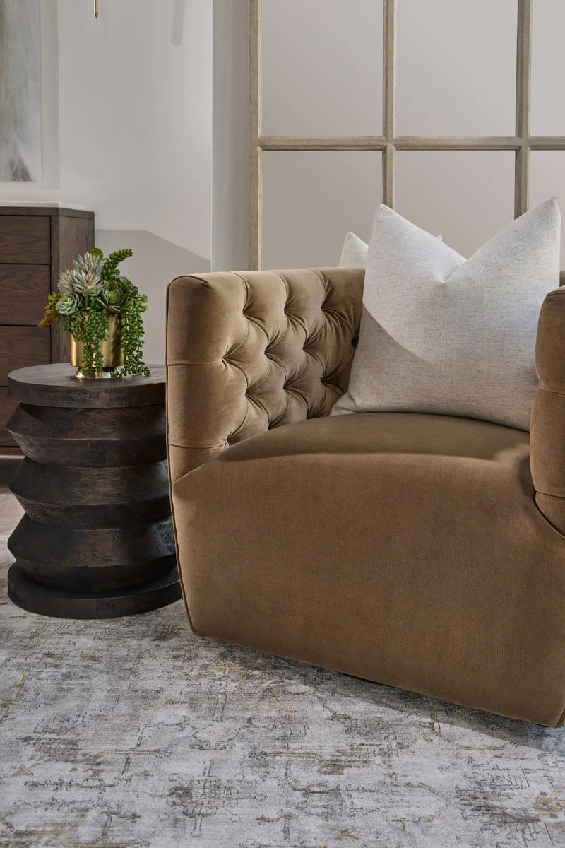 Marcel Swivel Club Chair | Caramel Velvet - Image 3