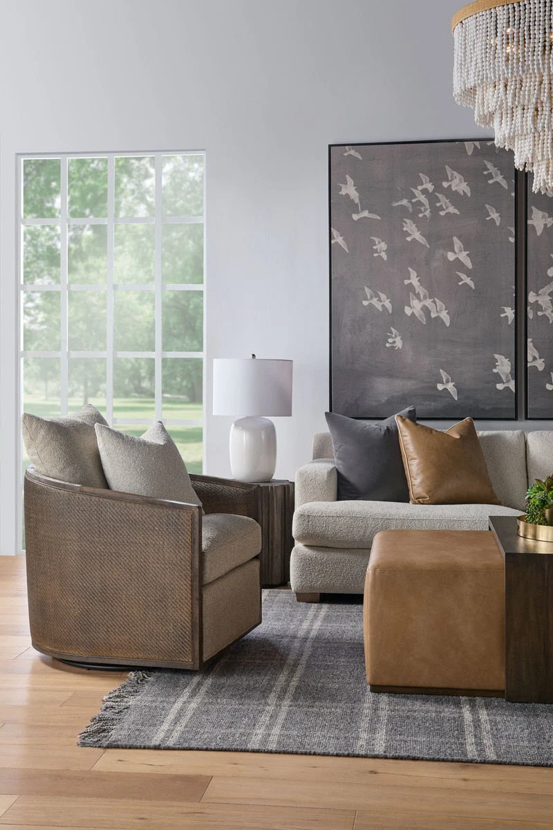 McGuire Swivel Club Chair | Matte Brown Oak - Image 3