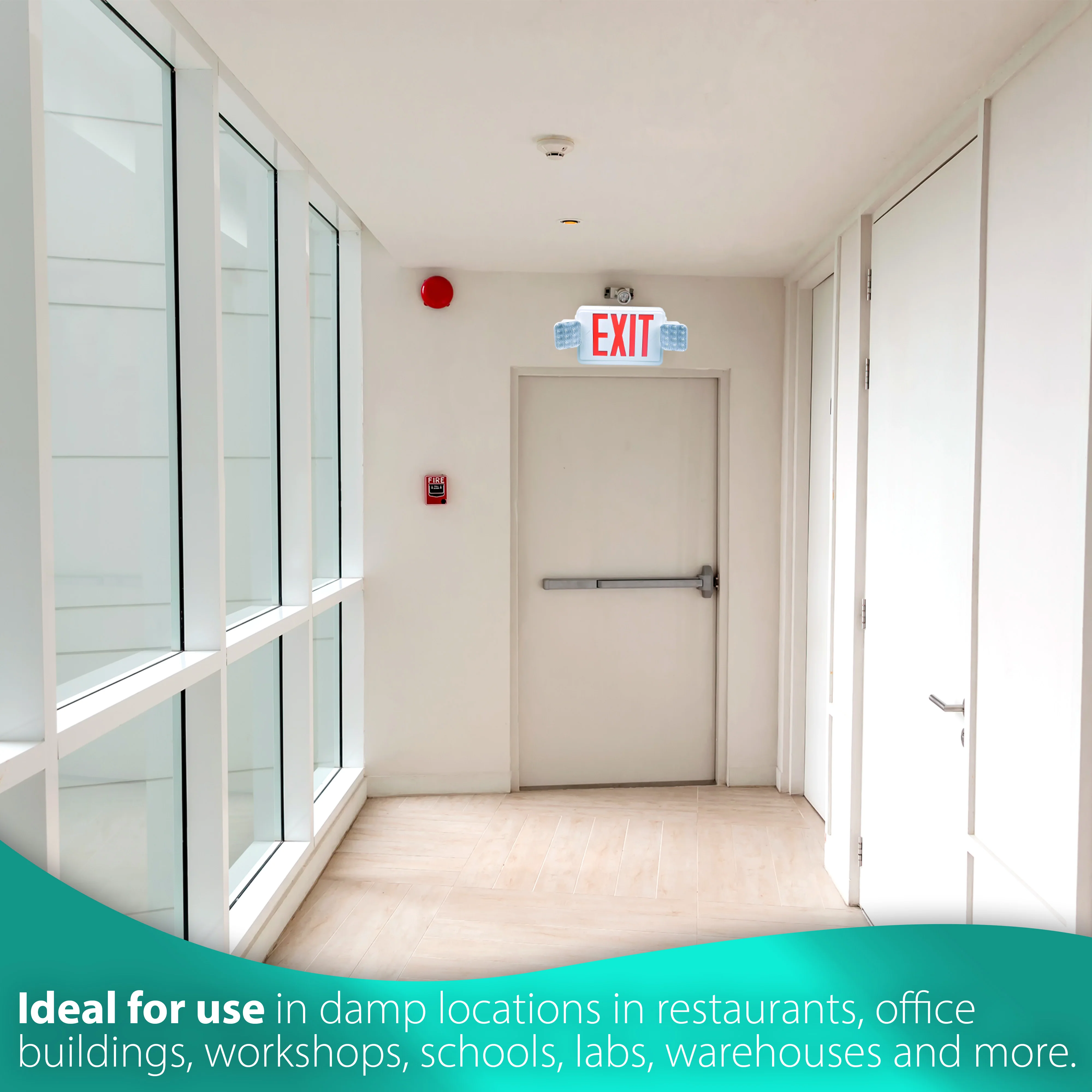Remote Capable Indoor Emergency Exit Combo - Red/Green Letters - Dual Heads With Dual Battery #354 - Image 3