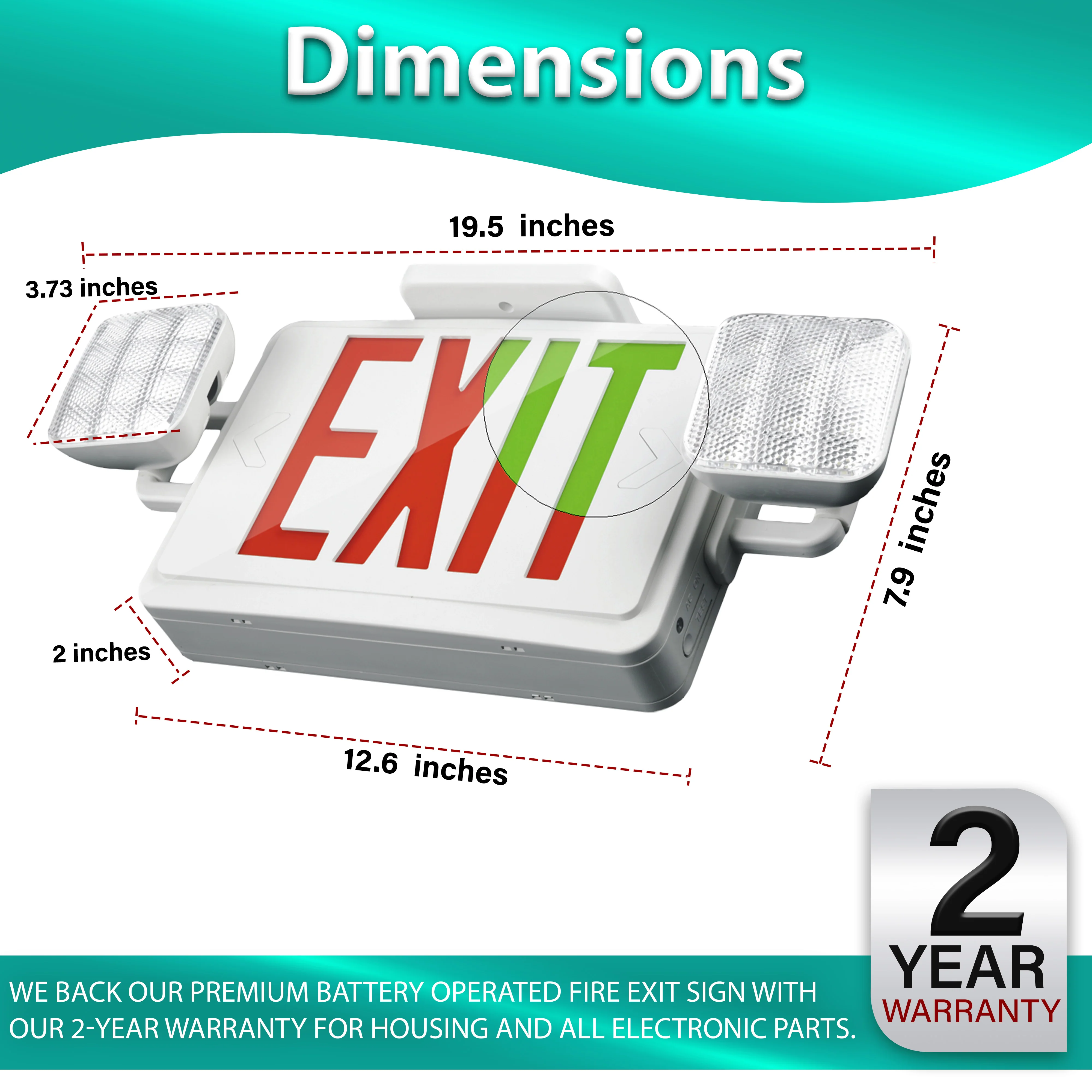 Indoor Emergency Exit Combo - Bi-Colors - Dual Heads #351 - Image 3