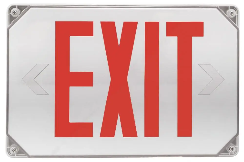 Outdoor Wet Location Compact Exit Sign – Battery Backup with Red Letters #360