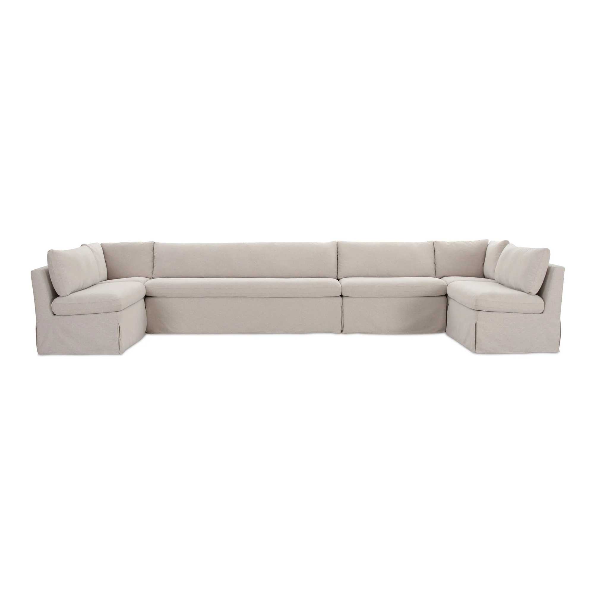 Fable Slipcover Dining Banquette U-Shape Beige 168 in. - Image 1