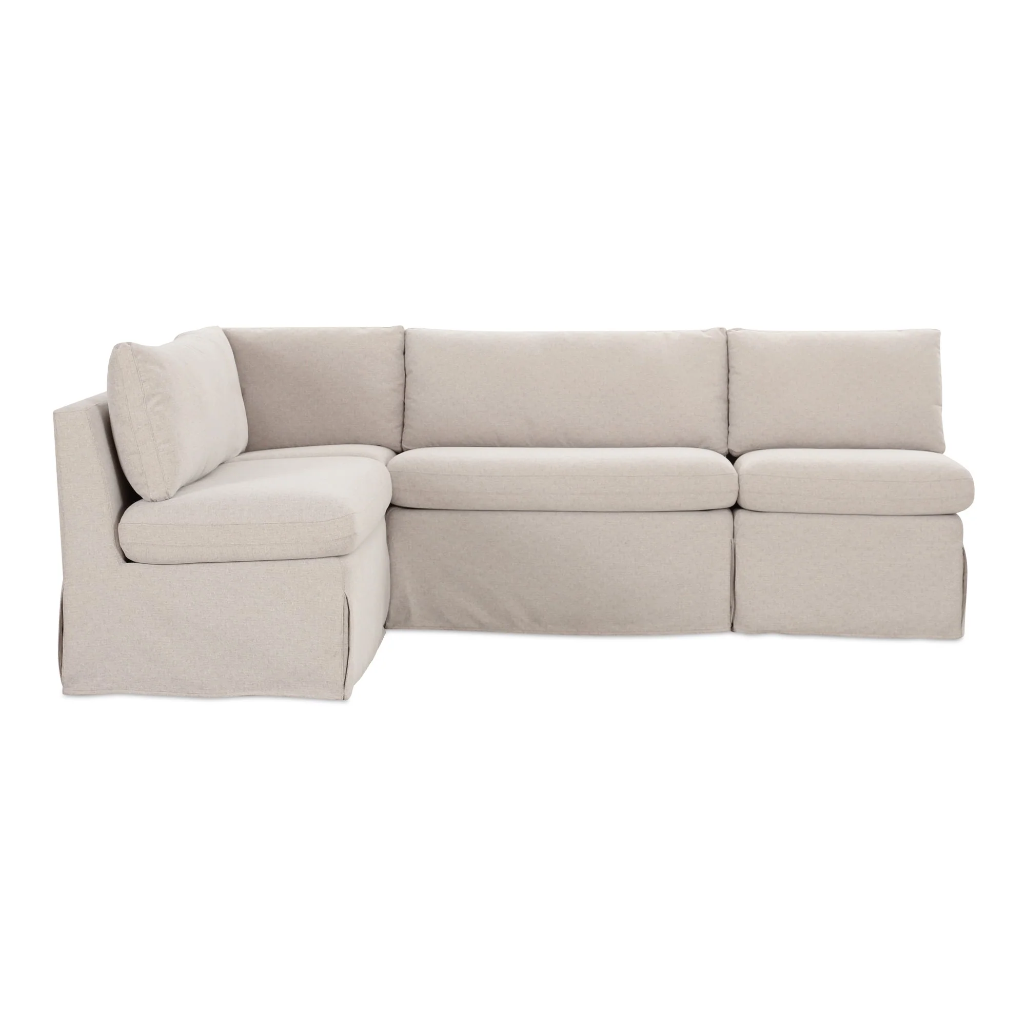 Fable Slipcover Dining Banquette L-Shape Beige 96 in. - Image 1