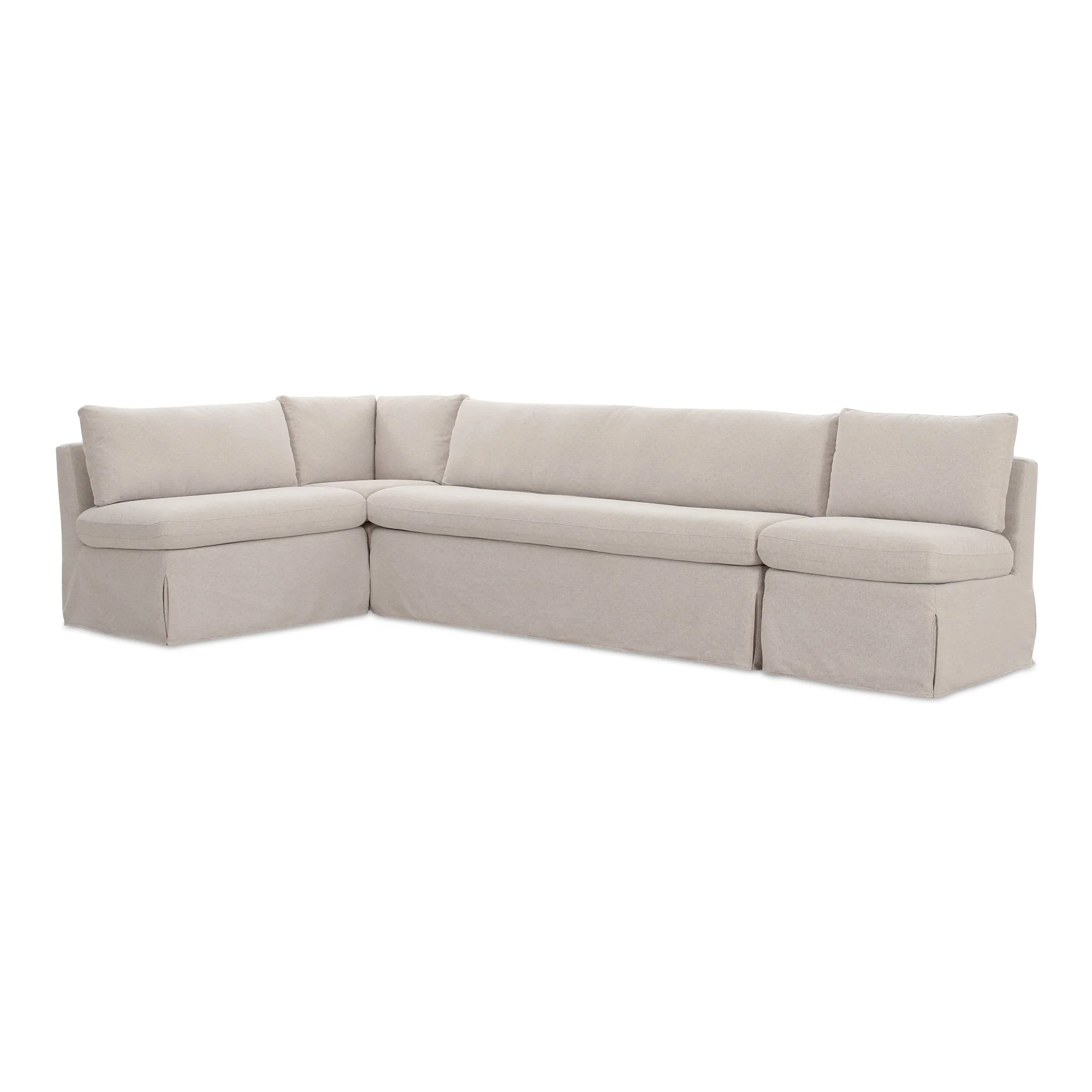 Fable Slipcover Dining Banquette L-Shape Beige 125.5 in. - Image 3