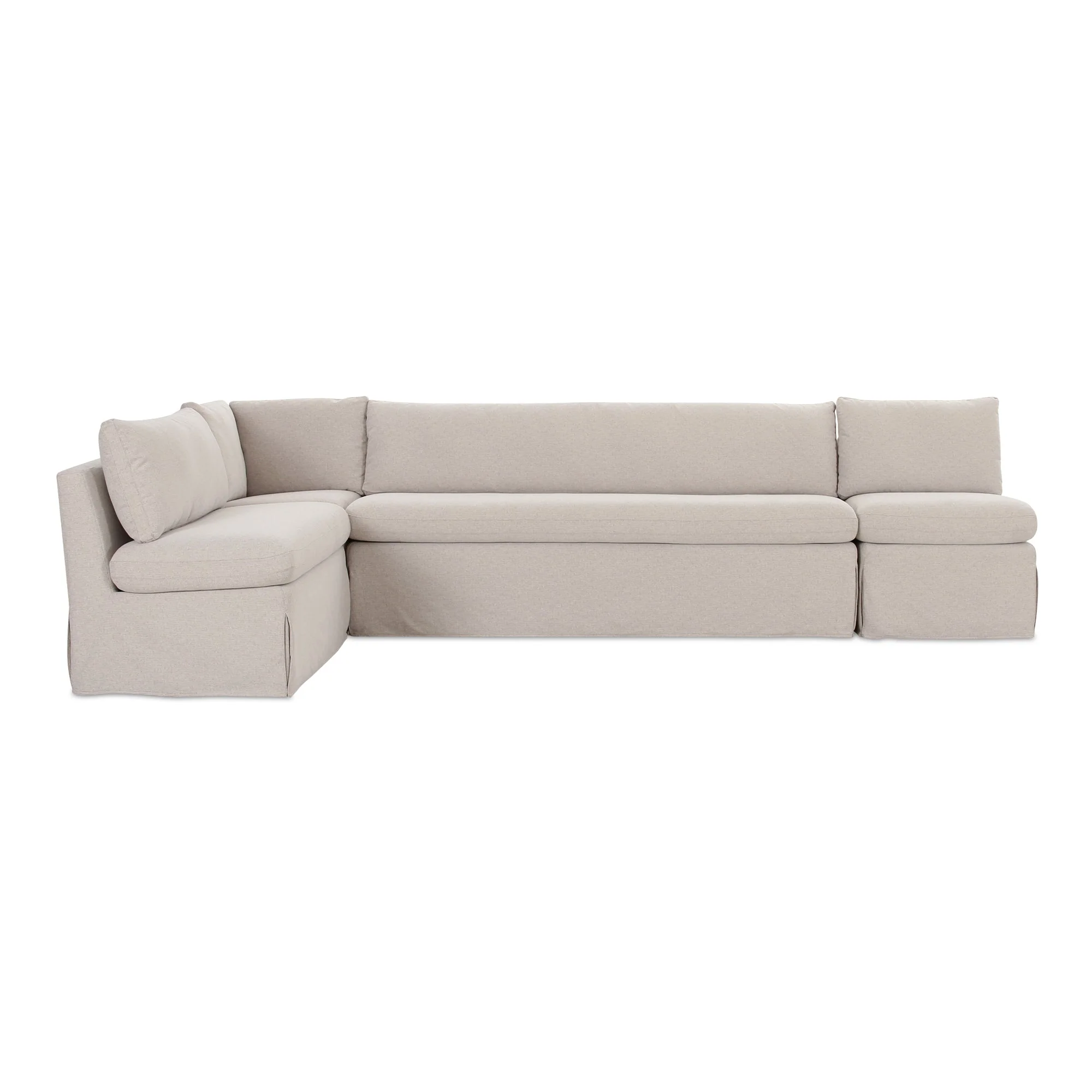 Fable Slipcover Dining Banquette L-Shape Beige 125.5 in. - Image 1