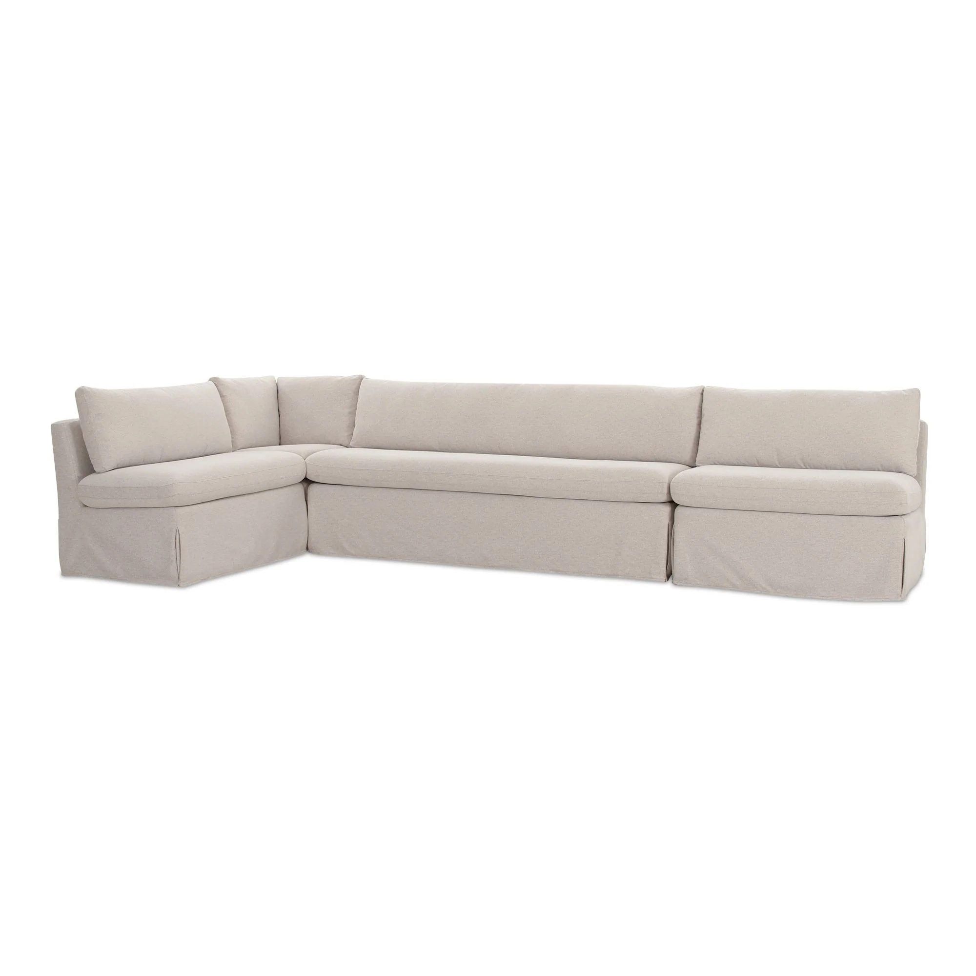 Fable Slipcover Dining Banquette L-Shape Beige 139.5 in. - Image 3