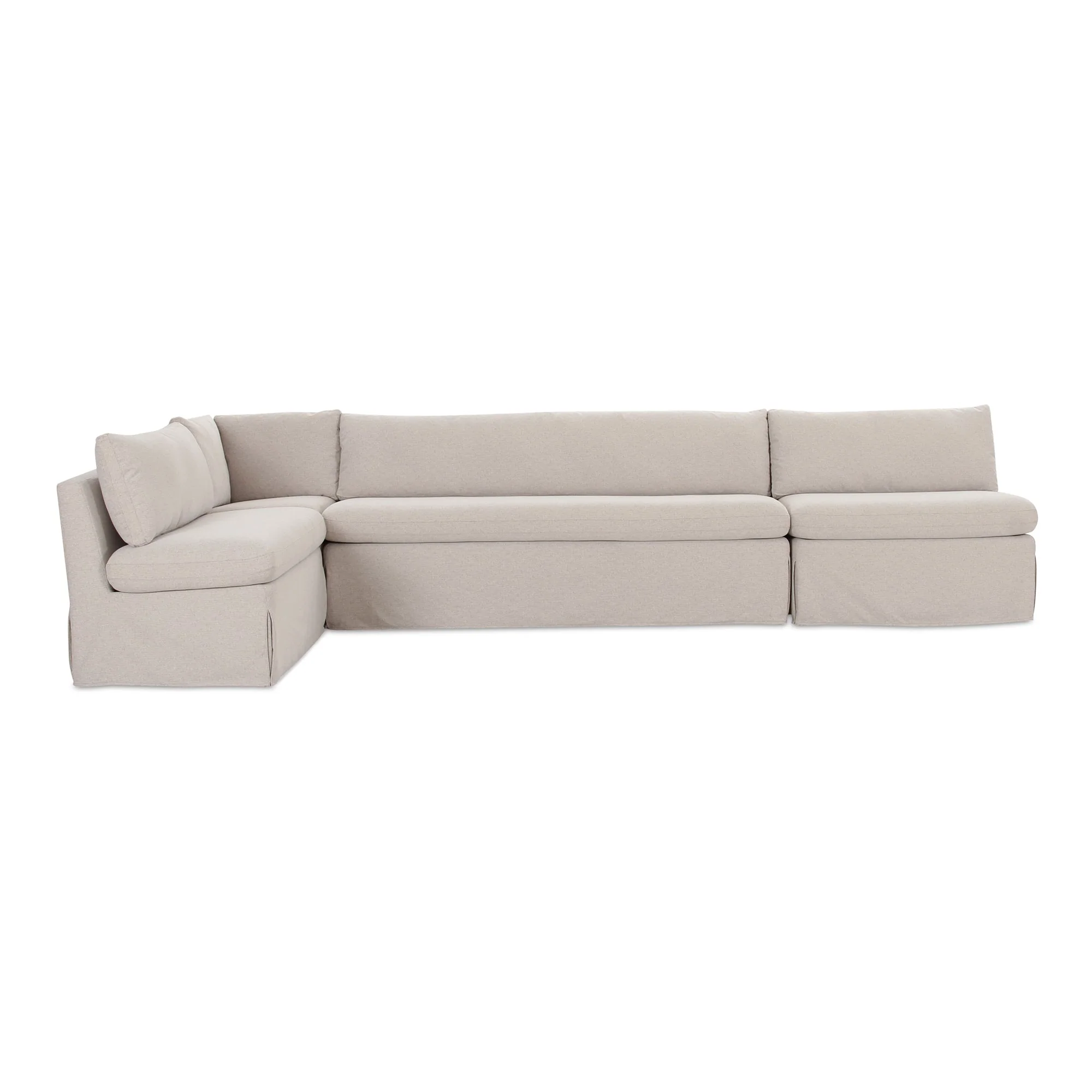 Fable Slipcover Dining Banquette L-Shape Beige 139.5 in. - Image 1