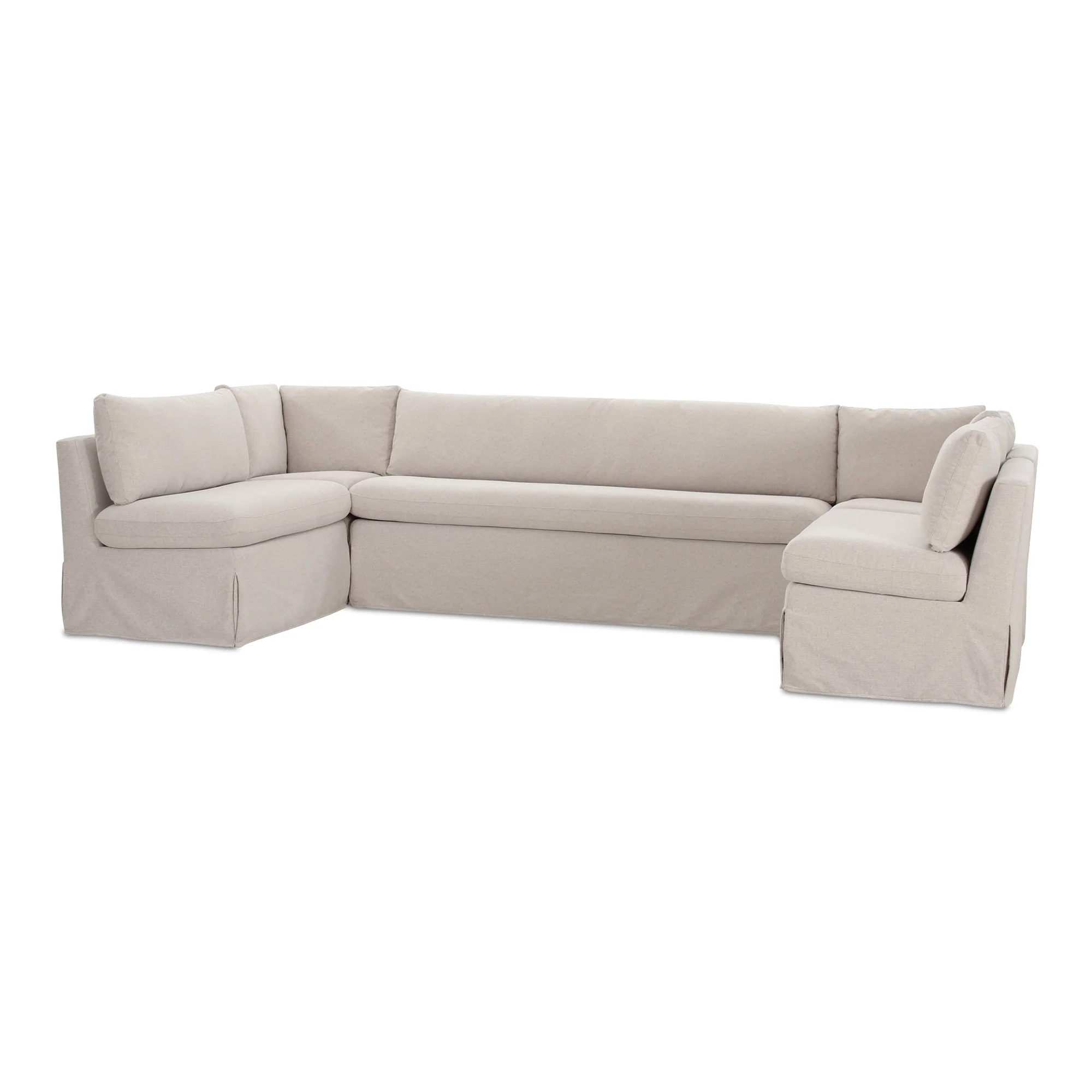 Fable Slipcover Dining Banquette U-Shape Beige 129 in. - Image 3
