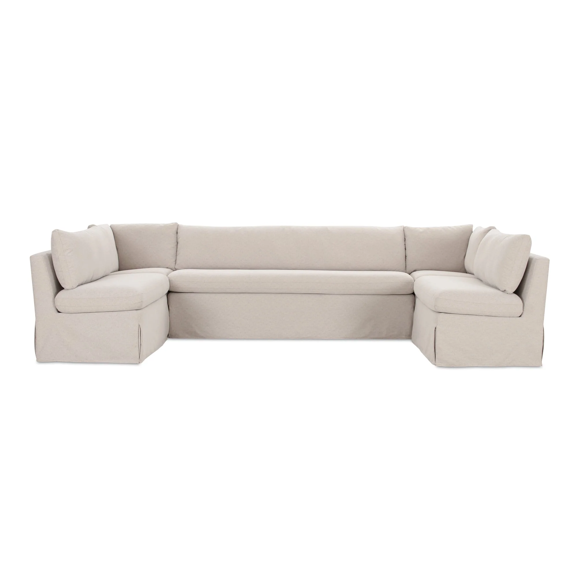 Fable Slipcover Dining Banquette U-Shape Beige 129 in.