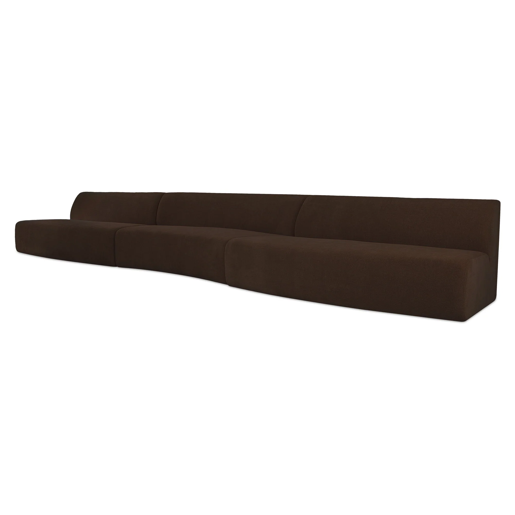 Naomi 3 Piece Wave Modular Sectional Dark Brown - Image 3