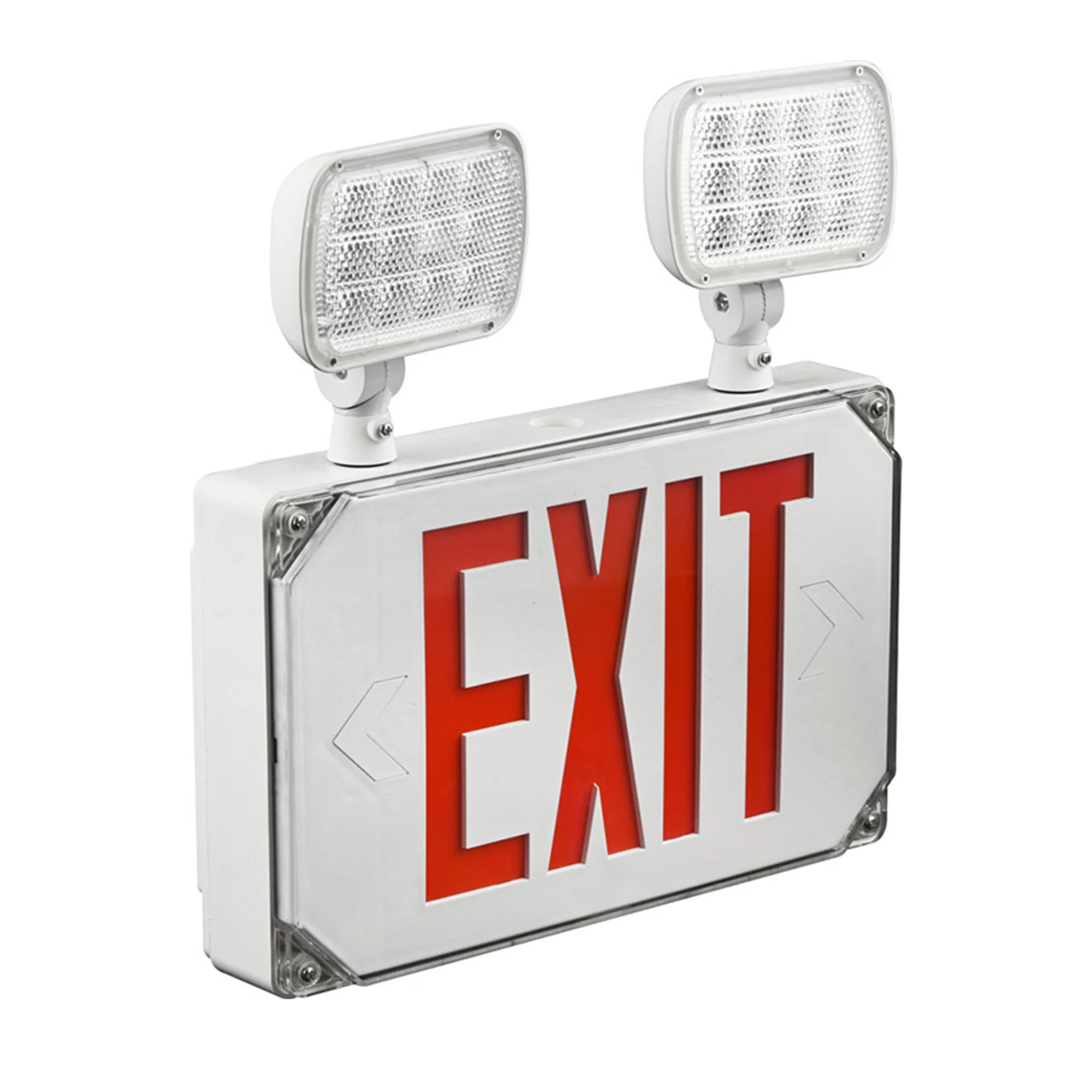 Wet Location LED Emergency Exit Sign Outdoor - Battery Backup with Adjustable Heads - Red Letters #361 - Image 3