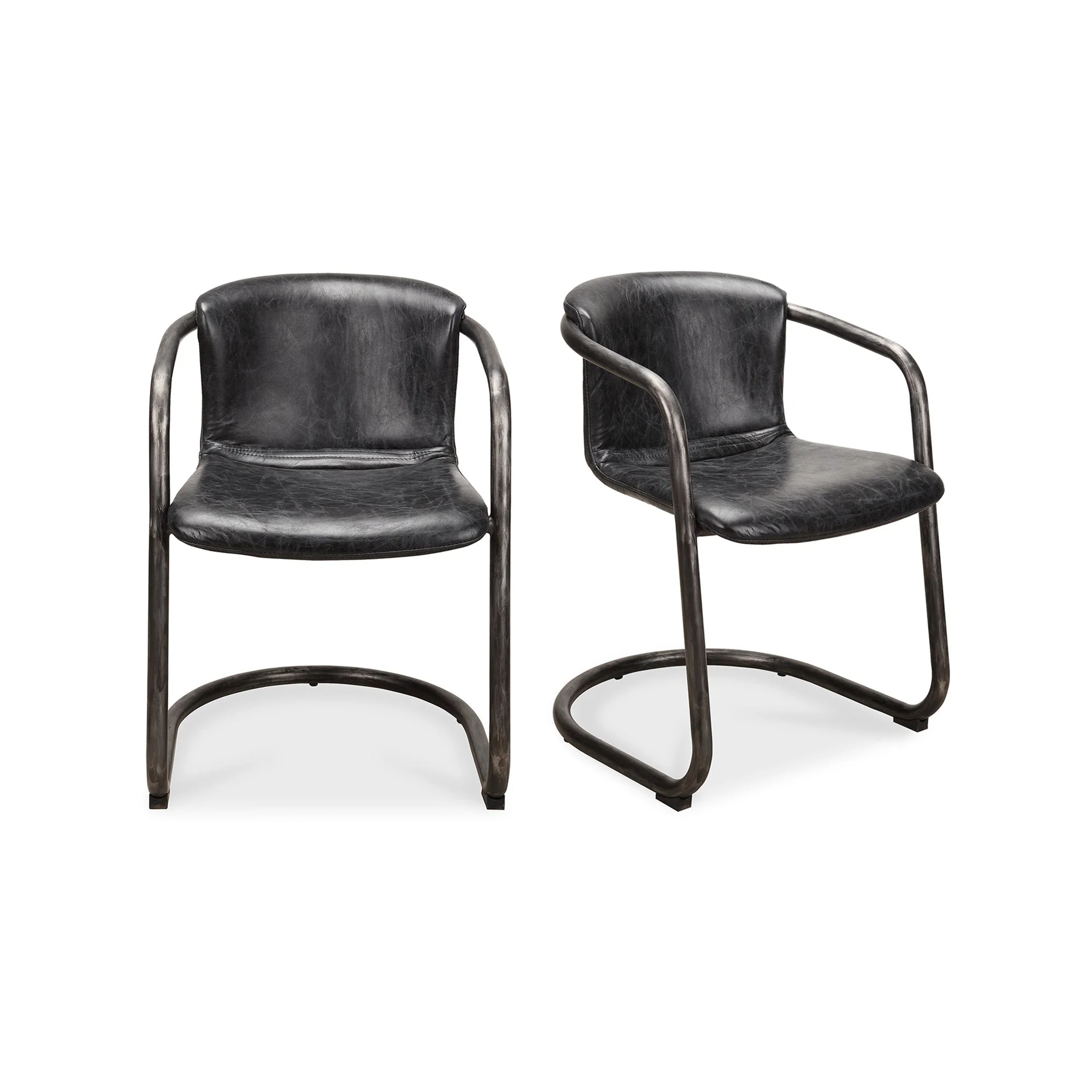 Freeman Dining Chair Onyx Black Leather - Set Of Two - Image 1