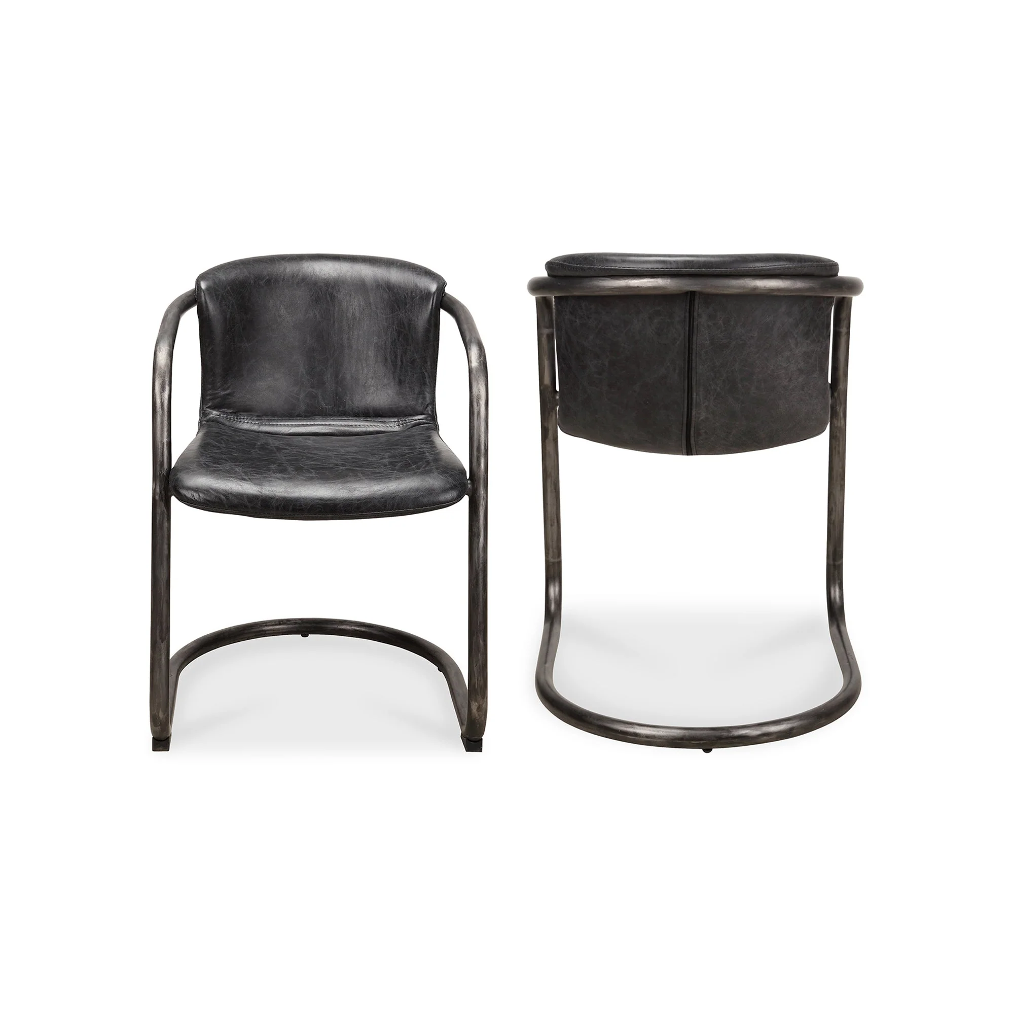 Freeman Dining Chair Onyx Black Leather - Set Of Two - Image 2
