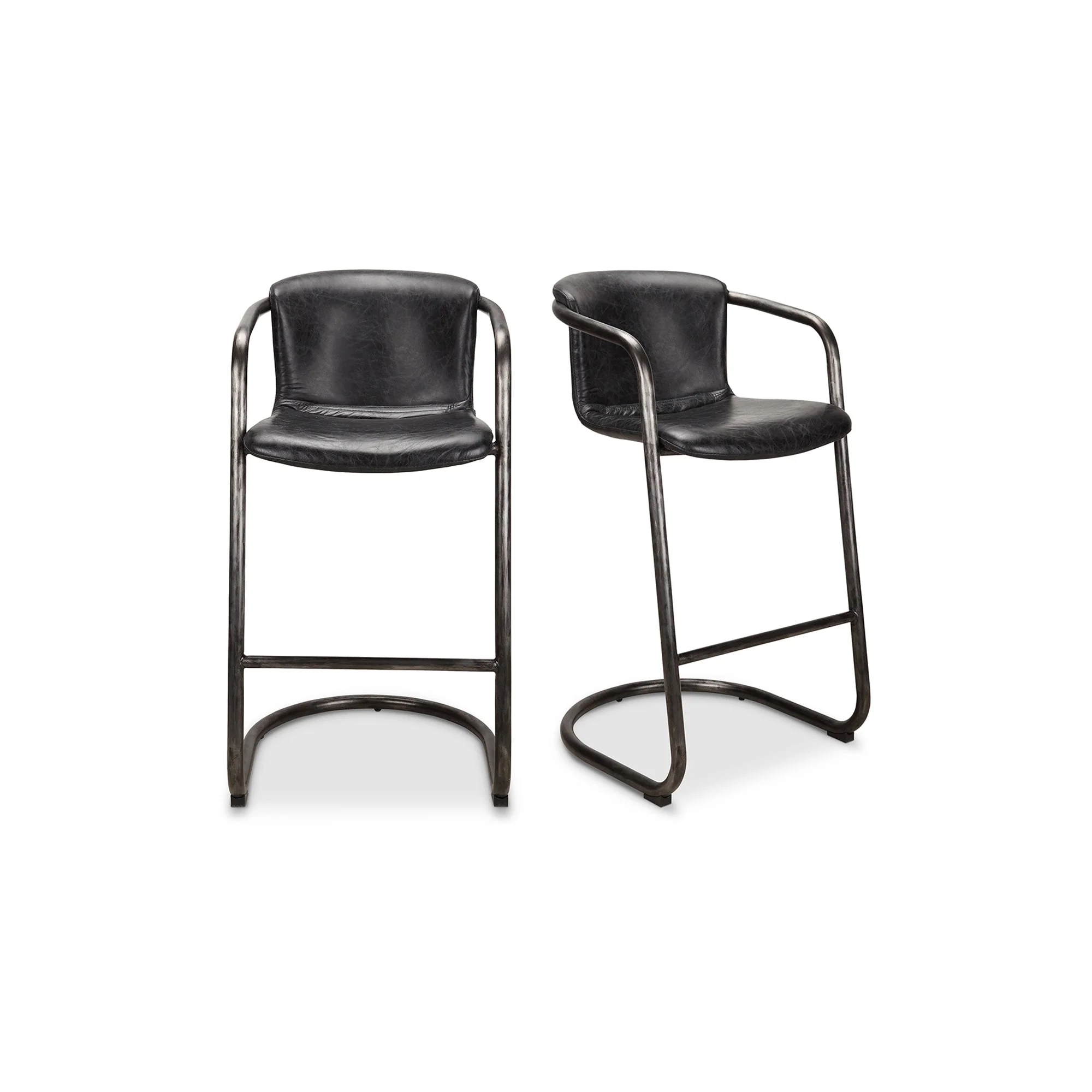 Freeman Barstool Onyx Black Leather – Set Of Two