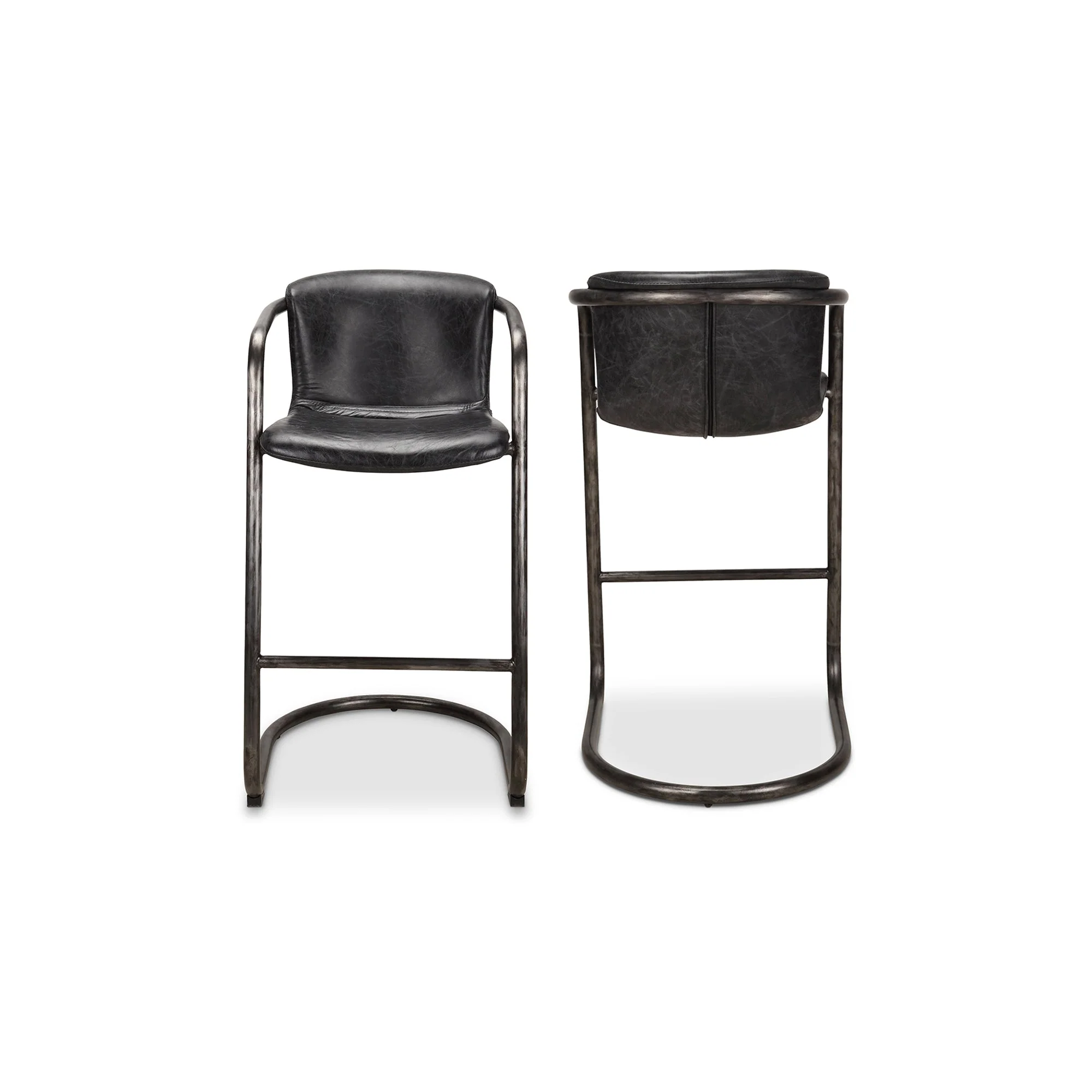 Freeman Barstool Onyx Black Leather - Set Of Two - Image 2