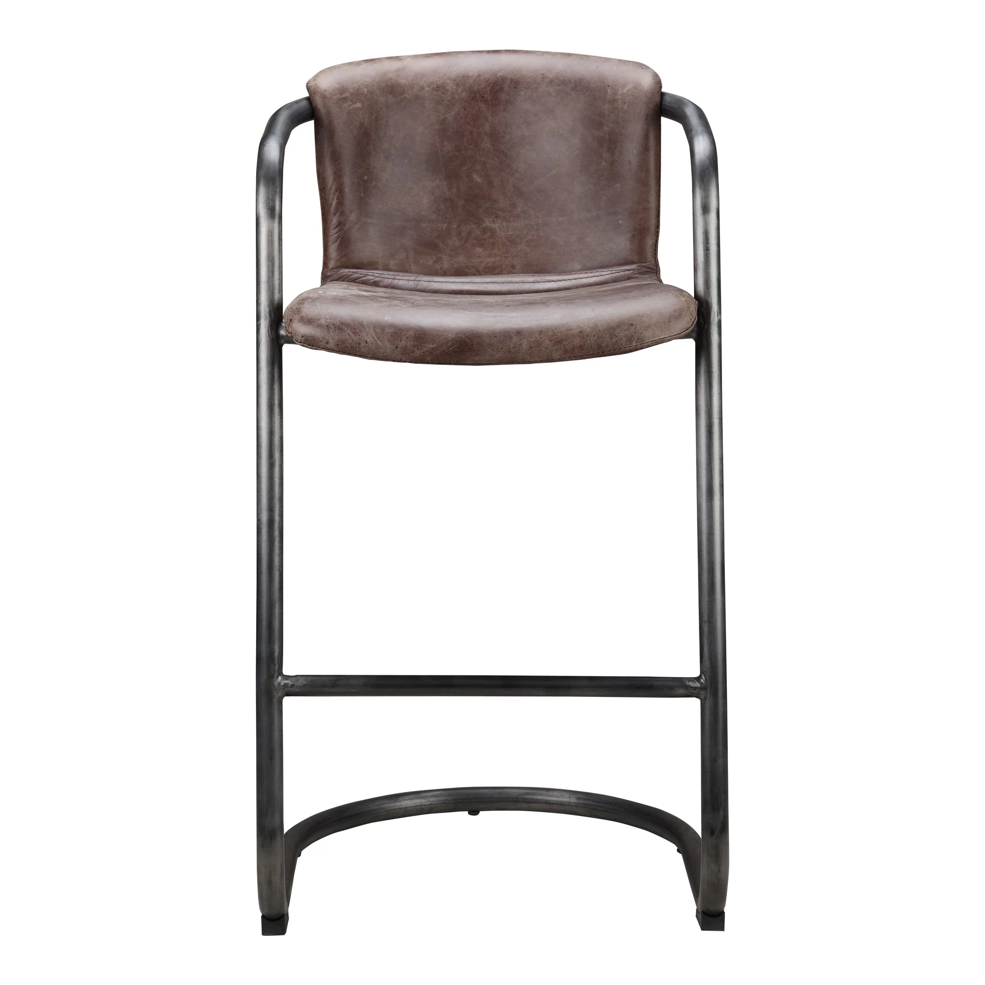Freeman Barstool Grazed Brown Leather - Set Of Two - Image 3