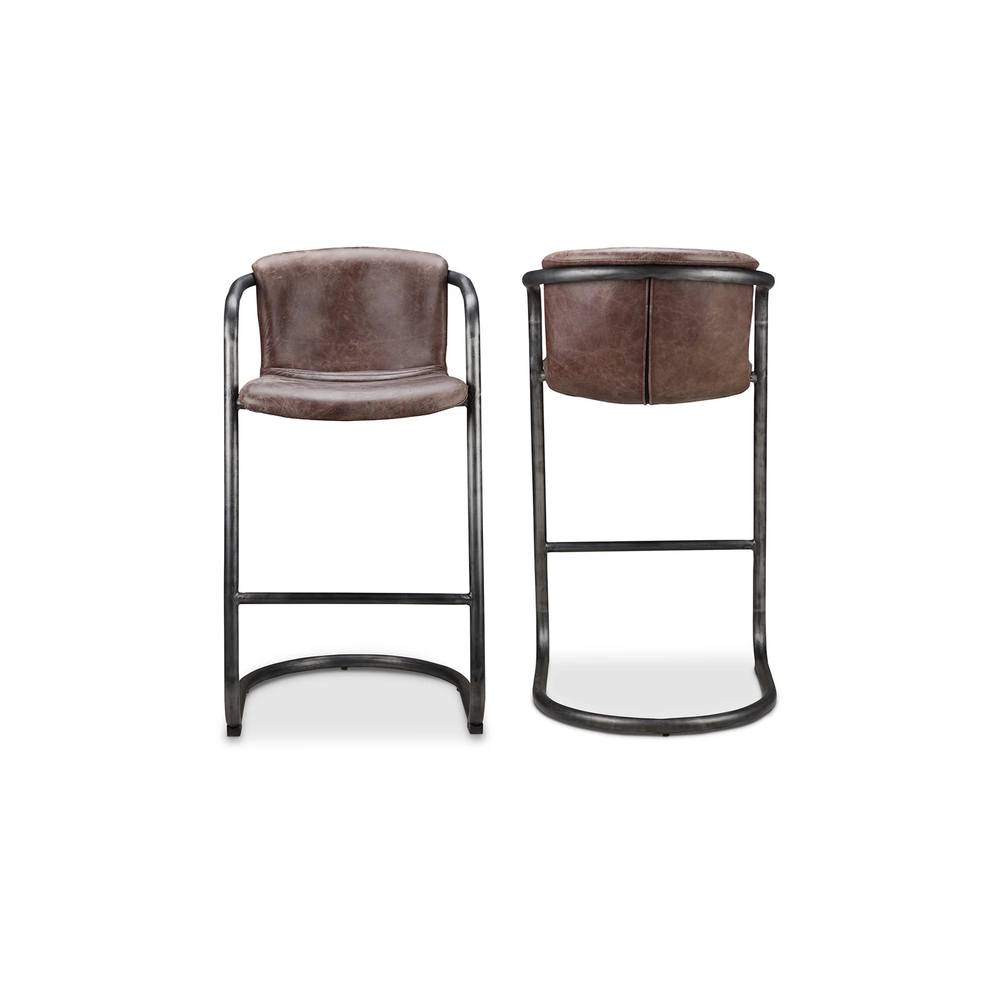 Freeman Barstool Grazed Brown Leather - Set Of Two - Image 2