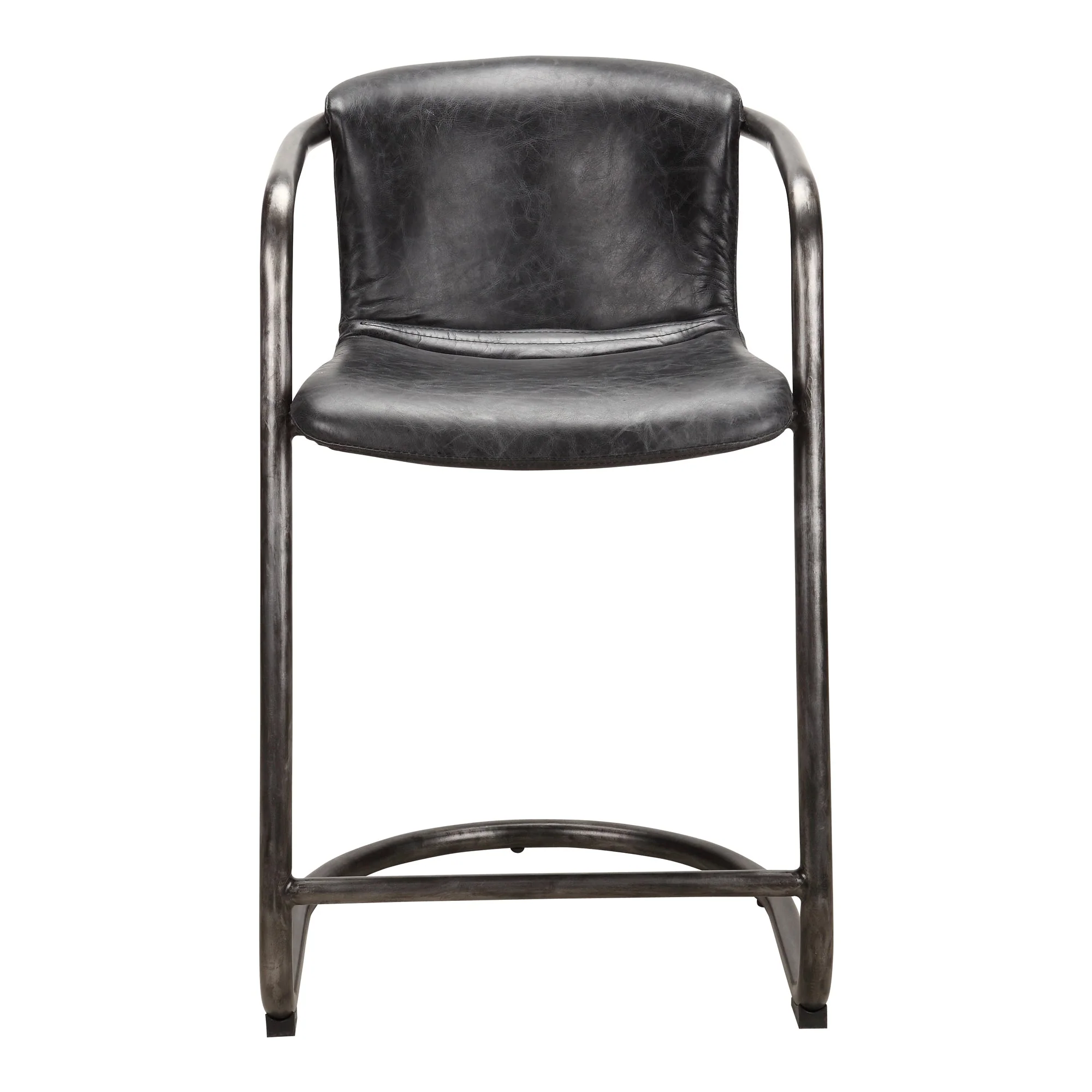 Freeman Counter Stool Onyx Black Leather - Set Of Two - Image 3