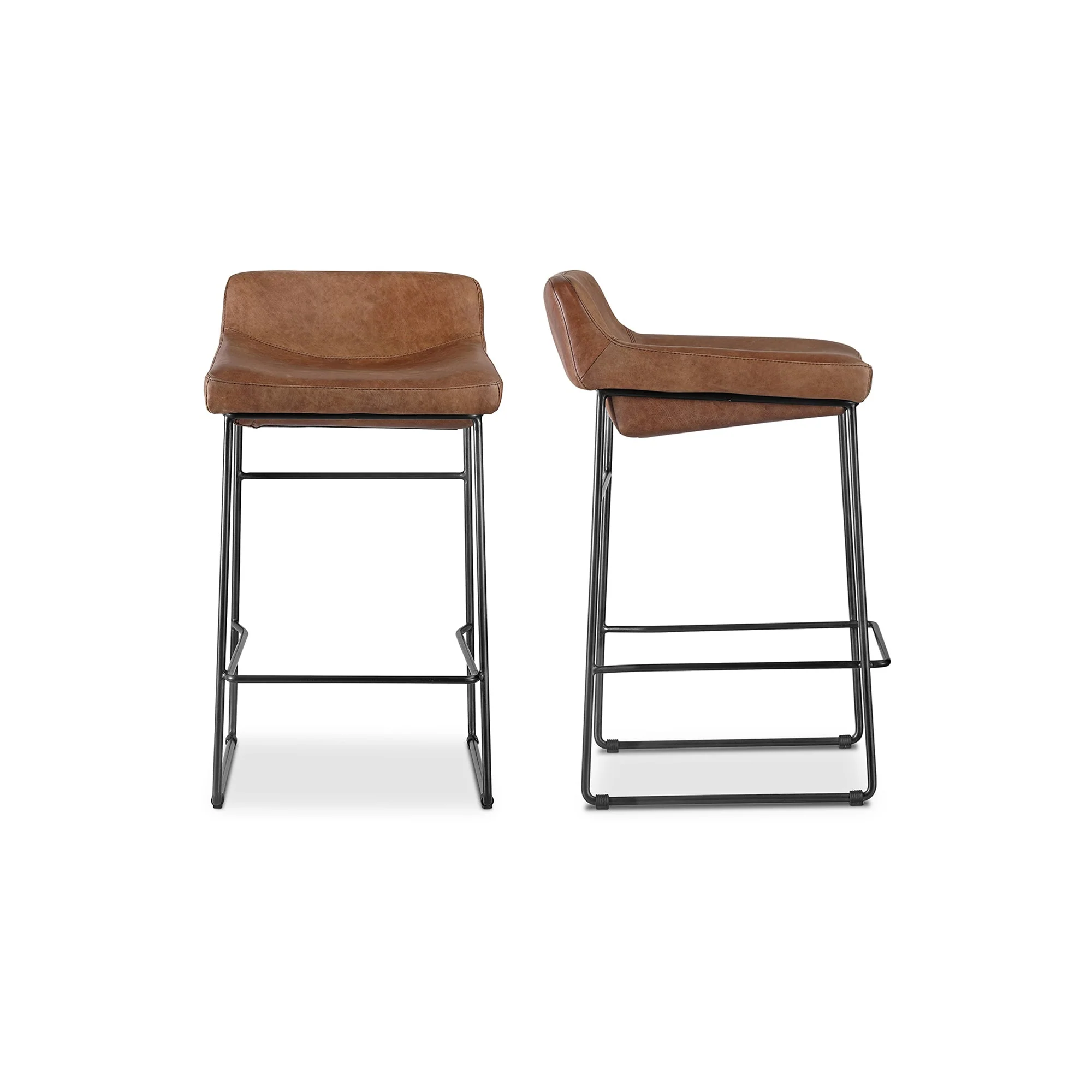 Starlet Counter Stool Open Road Brown Leather - Set Of Two - Image 1
