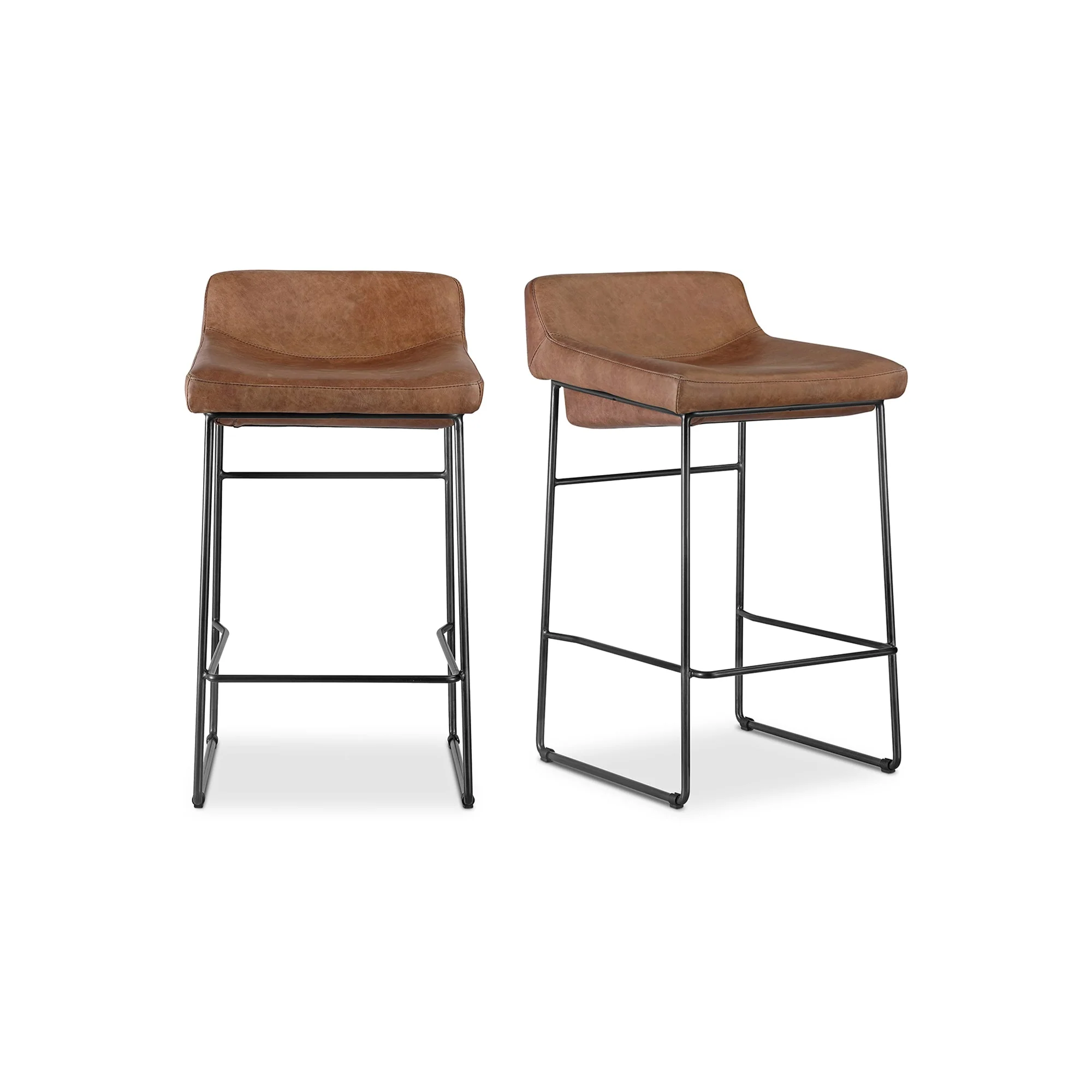 Starlet Counter Stool Open Road Brown Leather - Set Of Two - Image 2