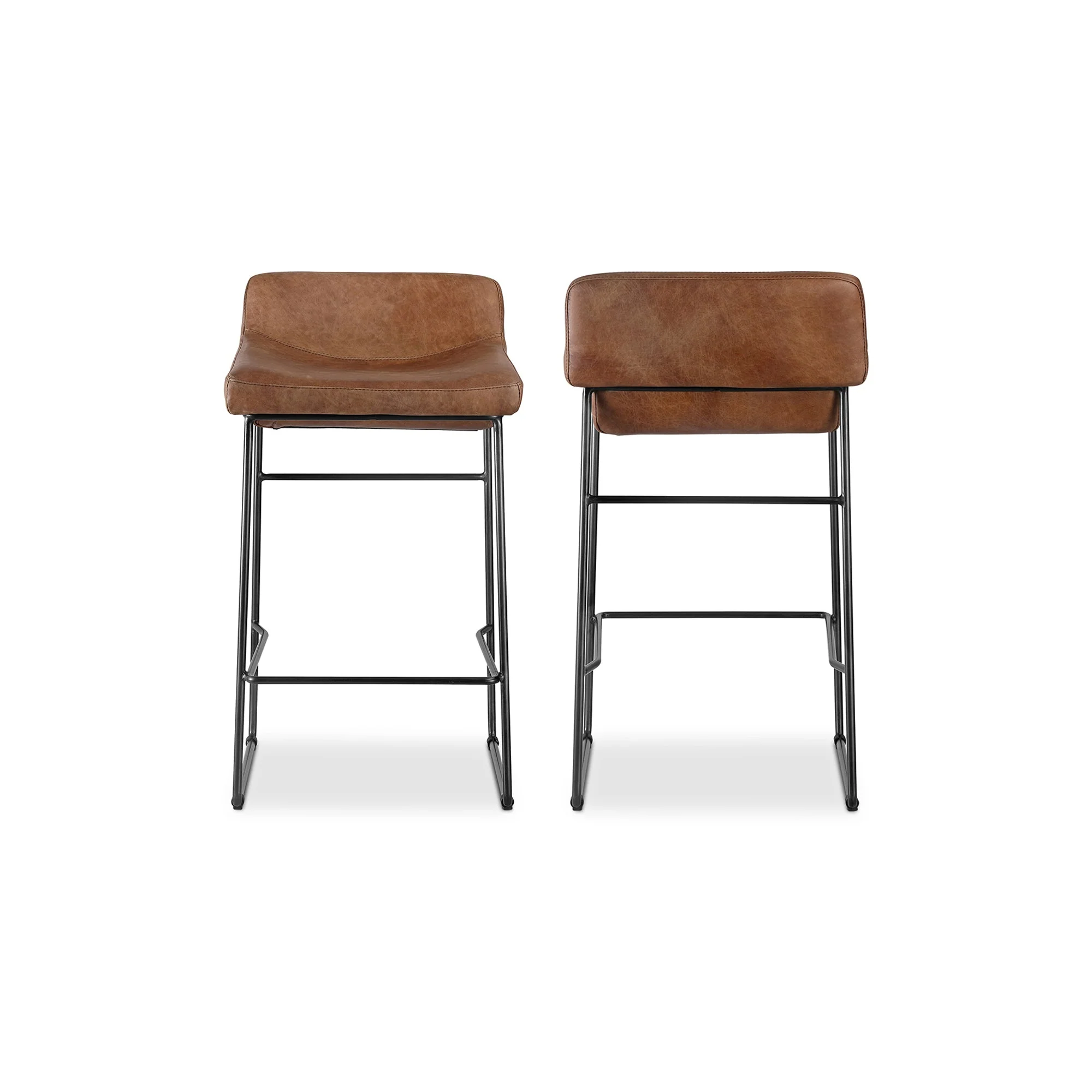 Starlet Counter Stool Open Road Brown Leather - Set Of Two - Image 3