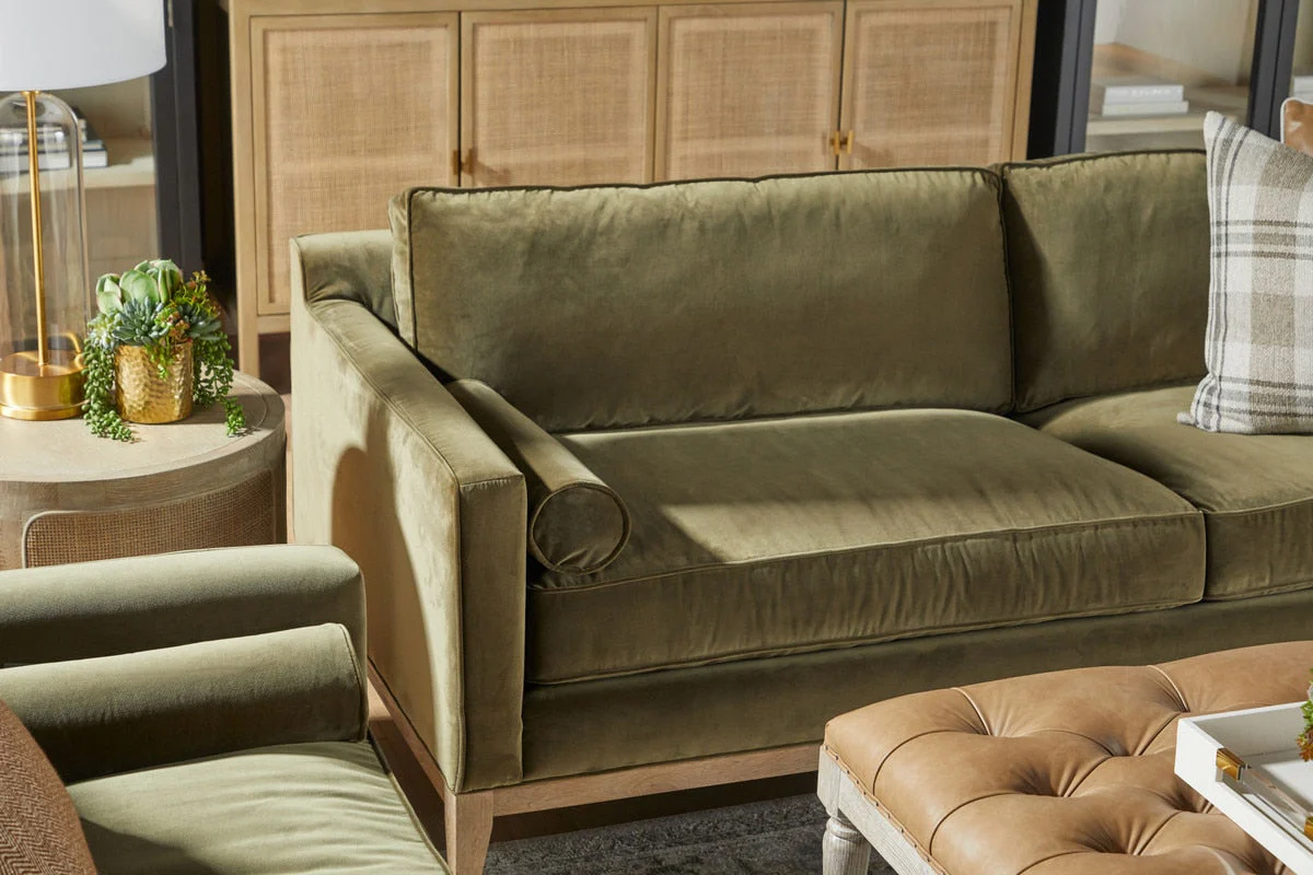 Parker 86" Post Modern Sofa | Olive Velvet - Image 3