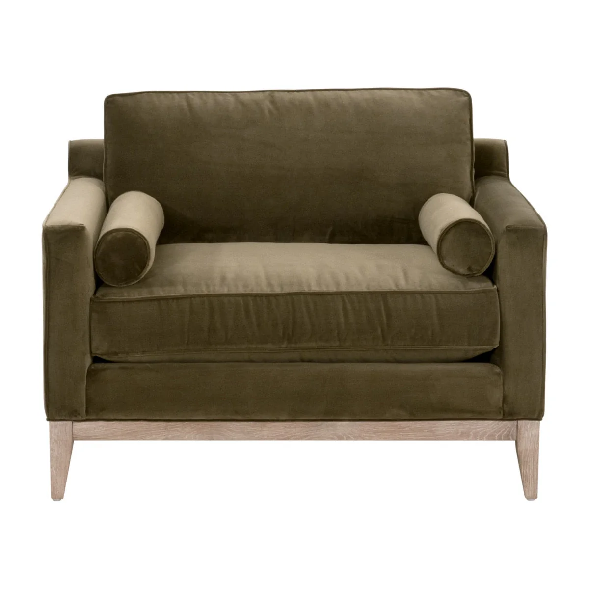Parker Post Modern Sofa Chair | Olive Velvet - Image 1