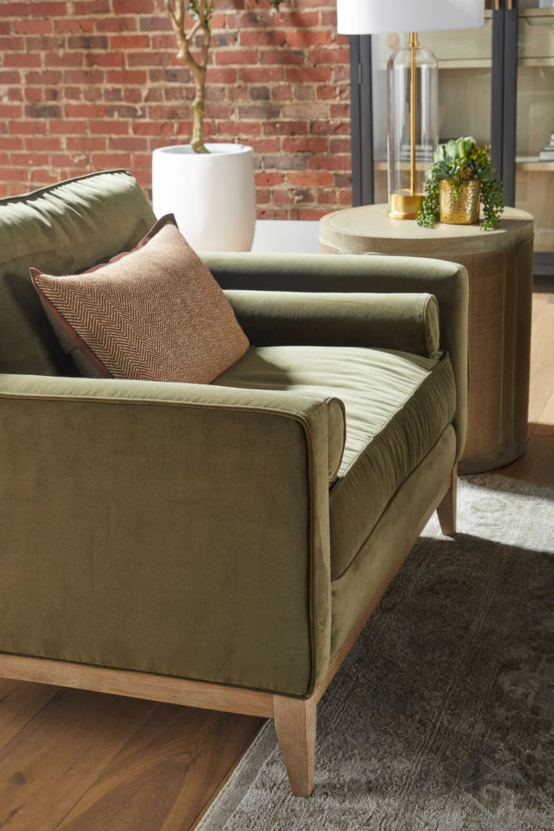 Parker Post Modern Sofa Chair | Olive Velvet - Image 3