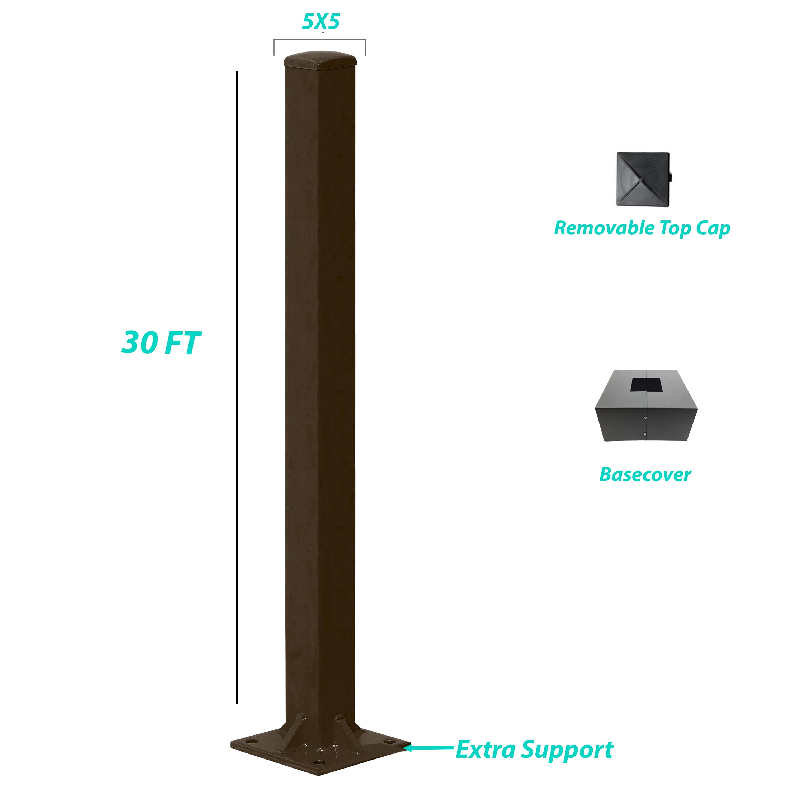 30 Foot Steel 5x5 Square Light Pole 07 Gauge - Including Shipping - Image 2