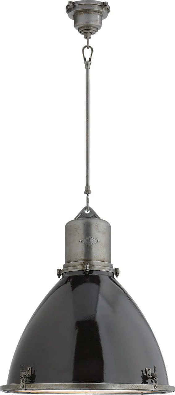 Fulton Large Pendant | Industrial Steel | Black Enamel Shade - Image 1