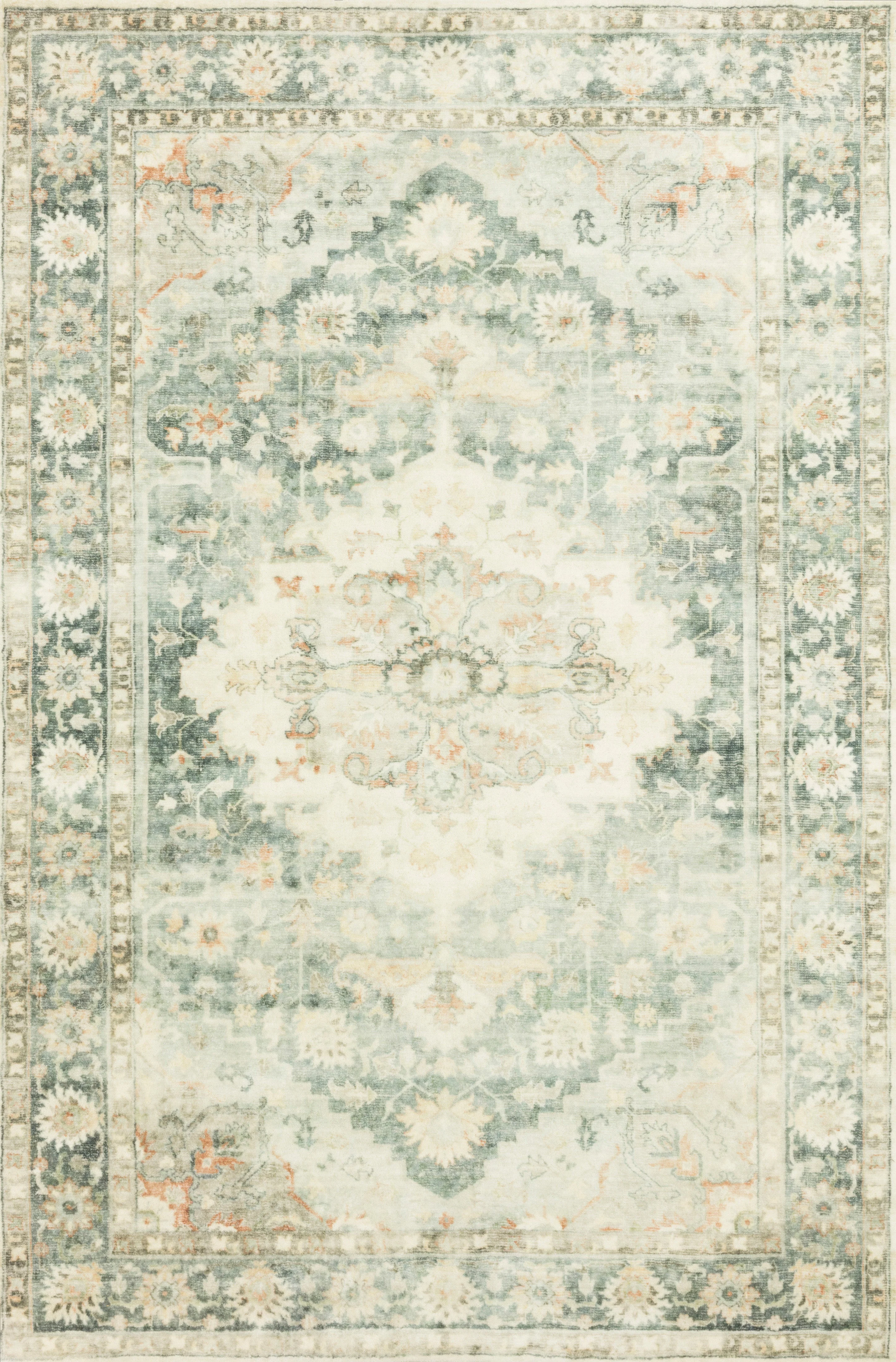 Loloi II | Rosette Collection | Teal / Ivory | ROS-08 - Image 1