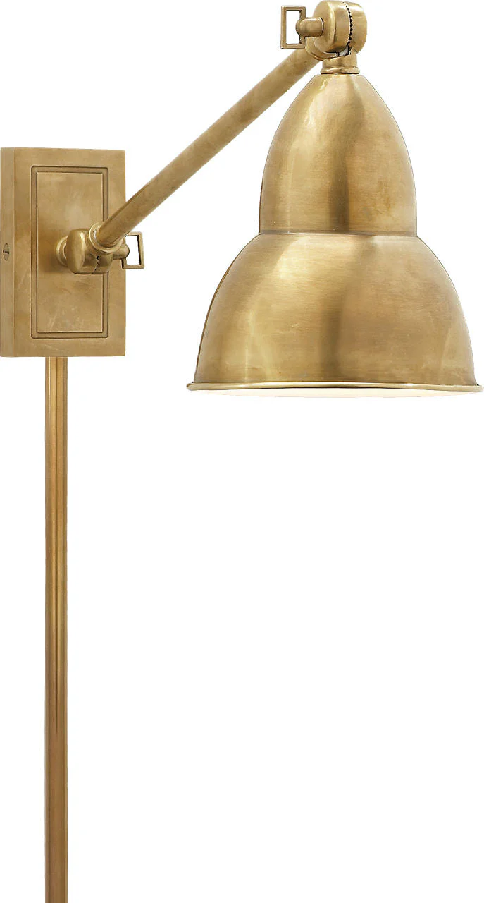 French Library Single Arm Wall Lamp | Hand-Rubbed Antique Brass - Image 1
