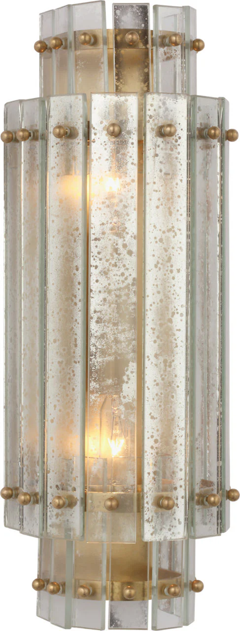 Cadence Small Tiered Sconce | Hand-Rubbed Antique Brass | Antique Mirror - Image 1