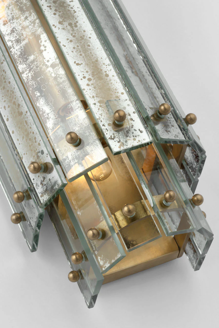 Cadence Small Tiered Sconce | Hand-Rubbed Antique Brass | Antique Mirror - Image 2