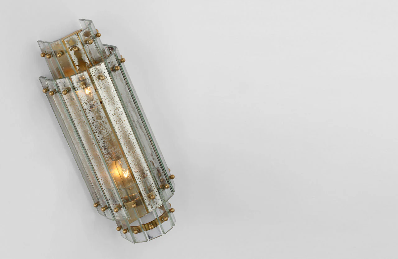 Cadence Small Tiered Sconce | Hand-Rubbed Antique Brass | Antique Mirror - Image 3