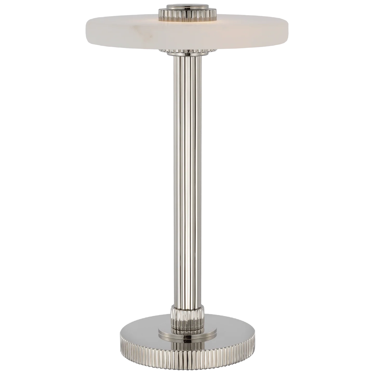 Aran 9" Rechargeable Accent Lamp | Polished Nickel and Alabaster - Image 1