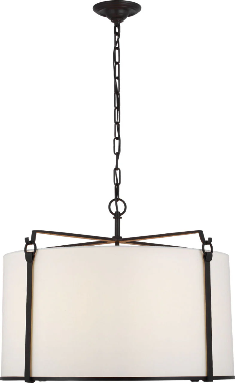 Aspen Large Hanging Shade | Blackened Rust | Linen Shade - Image 1