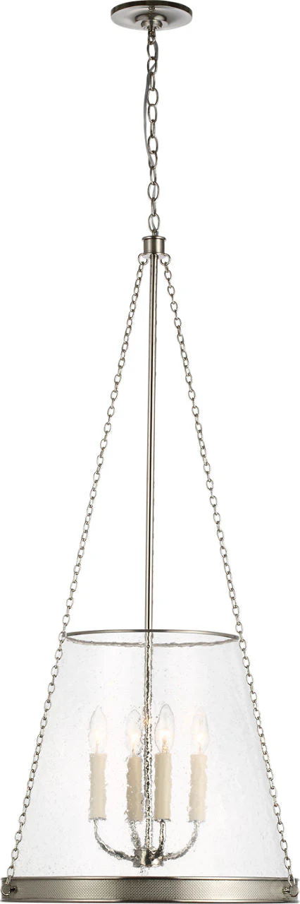 Reese 18" Pendant | Polished Nickel | Clear Restoration Glass - Image 1