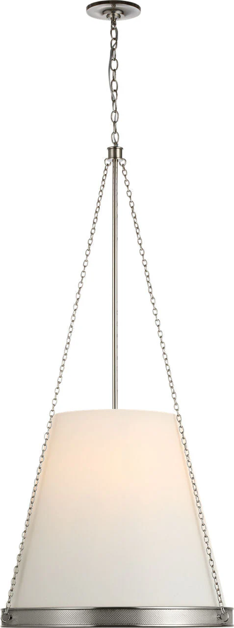Reese 22" Pendant | Polished Nickel | Linen Shade - Image 1