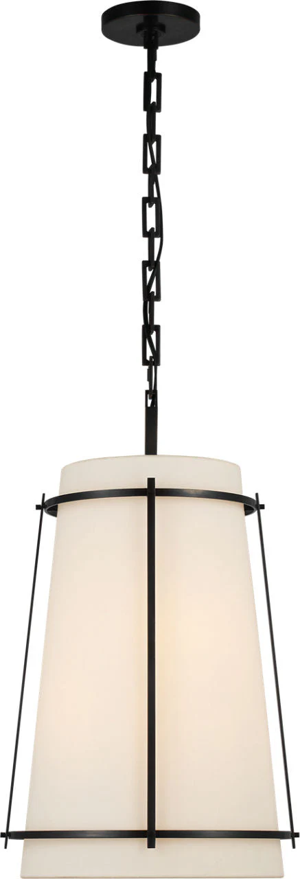 Callaway Medium Hanging Shade | Bronze | Linen Shade and Frosted Acrylic Diffuser - Image 1