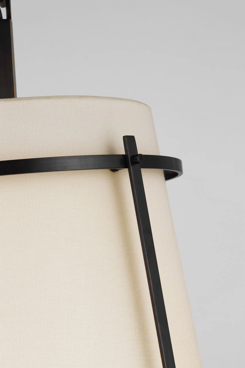 Callaway Medium Hanging Shade | Bronze | Linen Shade and Frosted Acrylic Diffuser - Image 2