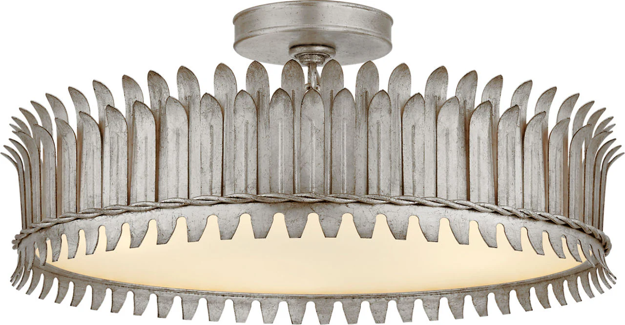 Leslie 21" Semi-Flush | Burnished Silver Leaf | Frosted Glass - Image 1