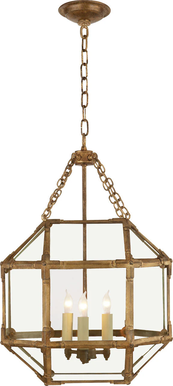 Morris Small Lantern | Gilded Iron | Clear Glass - Image 1